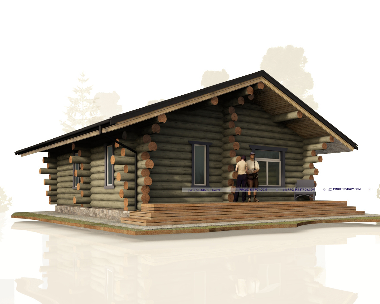 Деревянный дом 8х8 м, ручная рубка