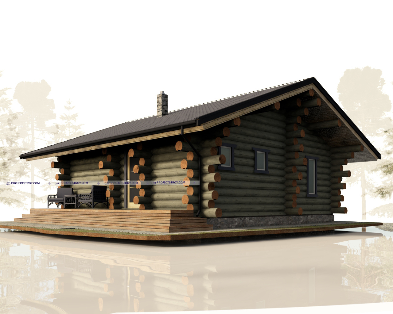 Деревянный дом 8х8 м, ручная рубка