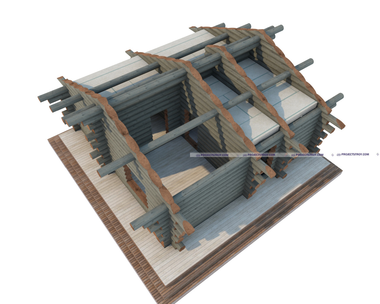 Деревянный дом 8х8 м, ручная рубка