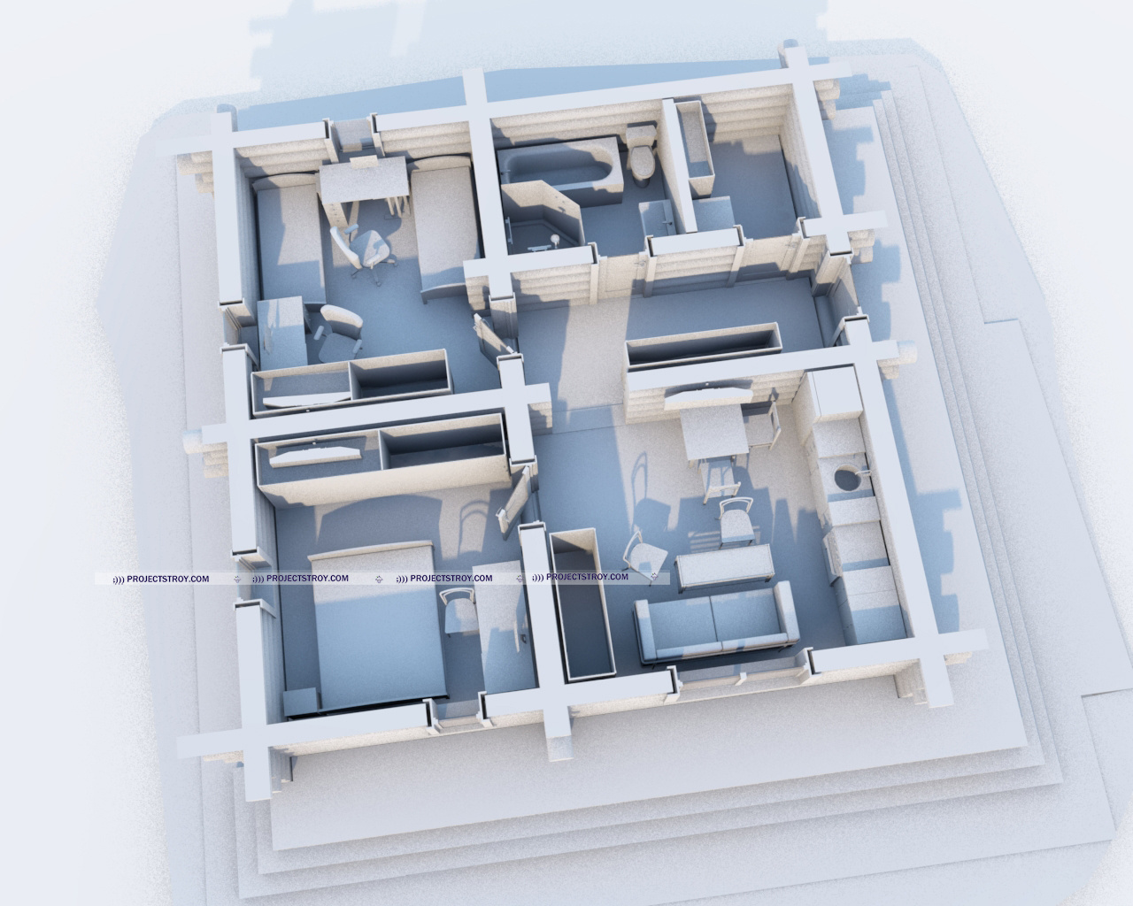 Деревянный дом 8х8 м, ручная рубка