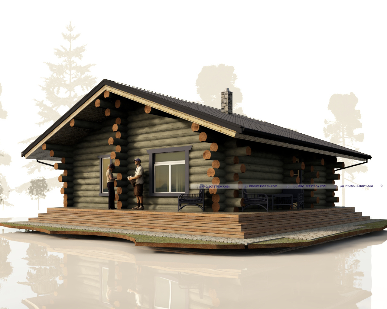 Деревянный дом 8х8 м, ручная рубка