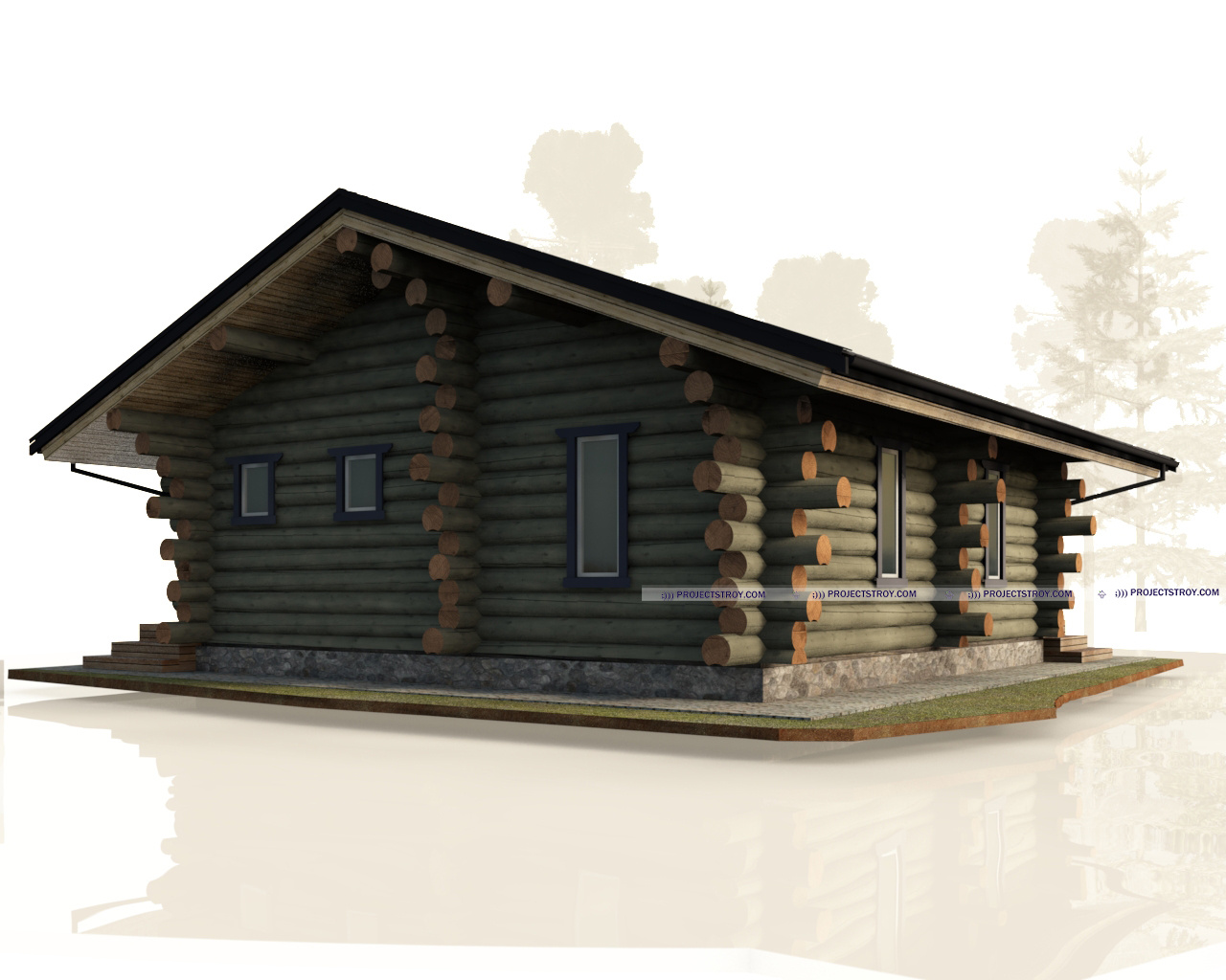 Деревянный дом 8х8 м, ручная рубка