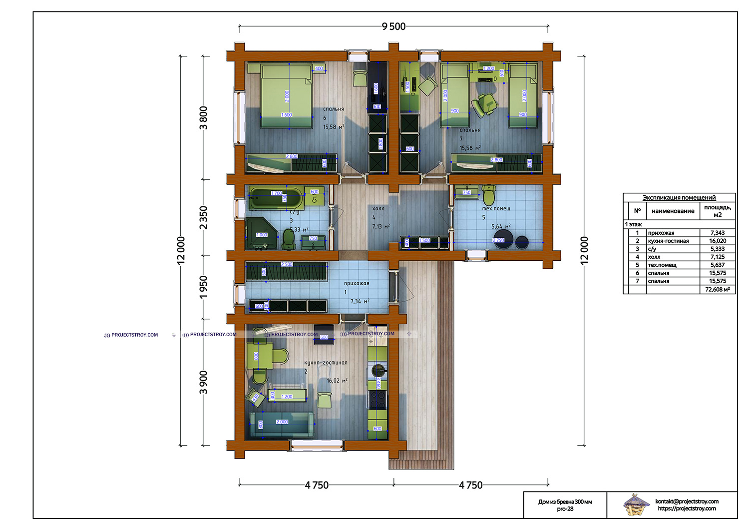 Г-образный одноэтажный проект