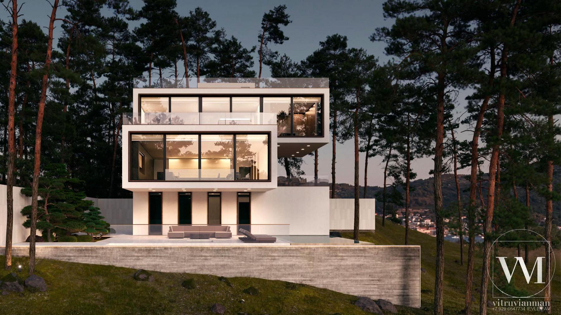 Проект индивидуального жилого дома виллы на слконе в горах рядом с Сочи — 900м2