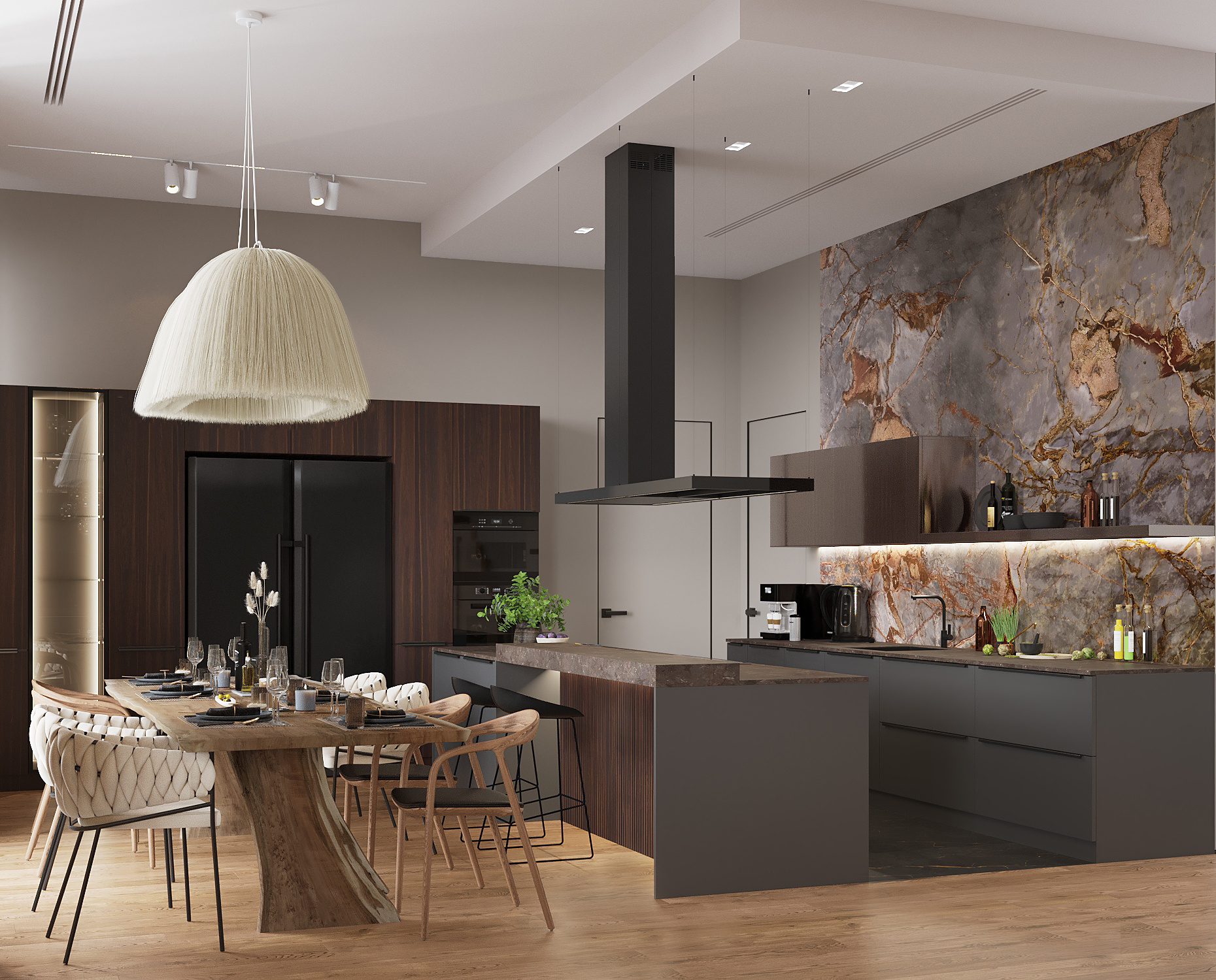 Обложка проекта: Дом 500м2, Новогорск - 1 этаж. В процессе реализации