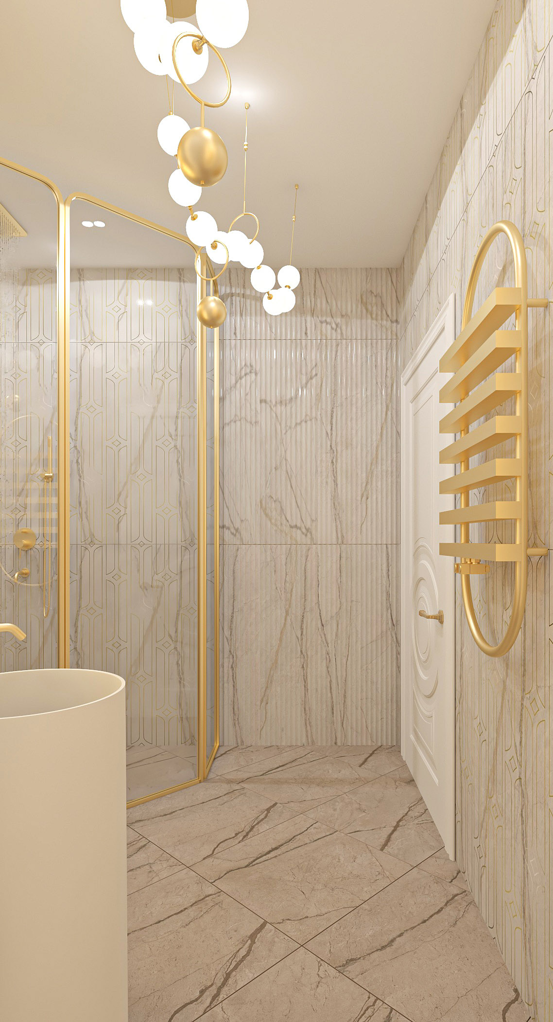 Интерьер гостевого санузла на 3 этаже в Таунхаусе ЖК Образцово