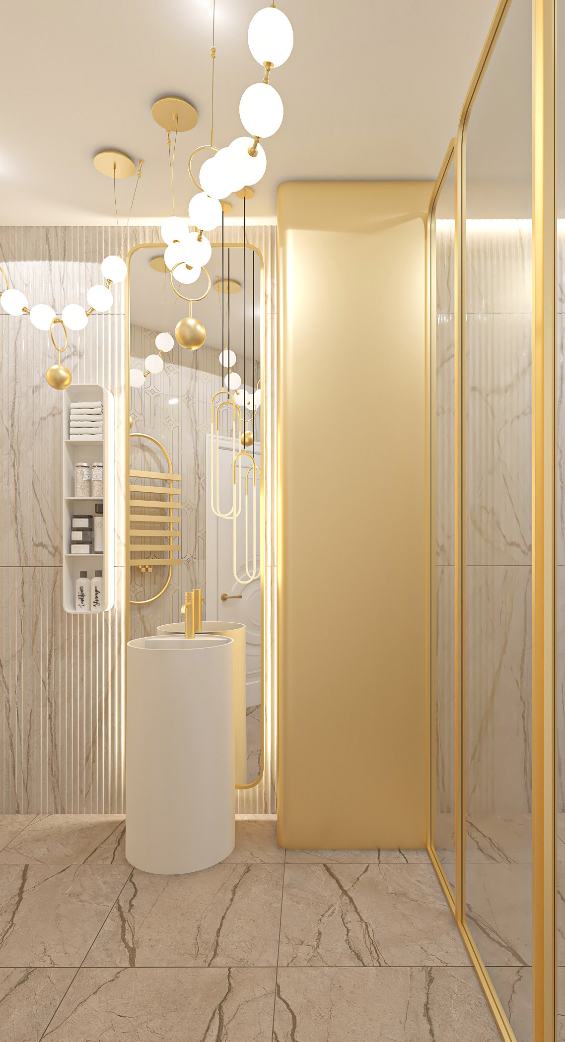 Интерьер гостевого санузла на 3 этаже в Таунхаусе ЖК Образцово