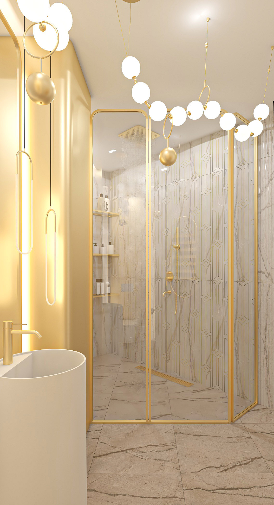 Интерьер гостевого санузла на 3 этаже в Таунхаусе ЖК Образцово