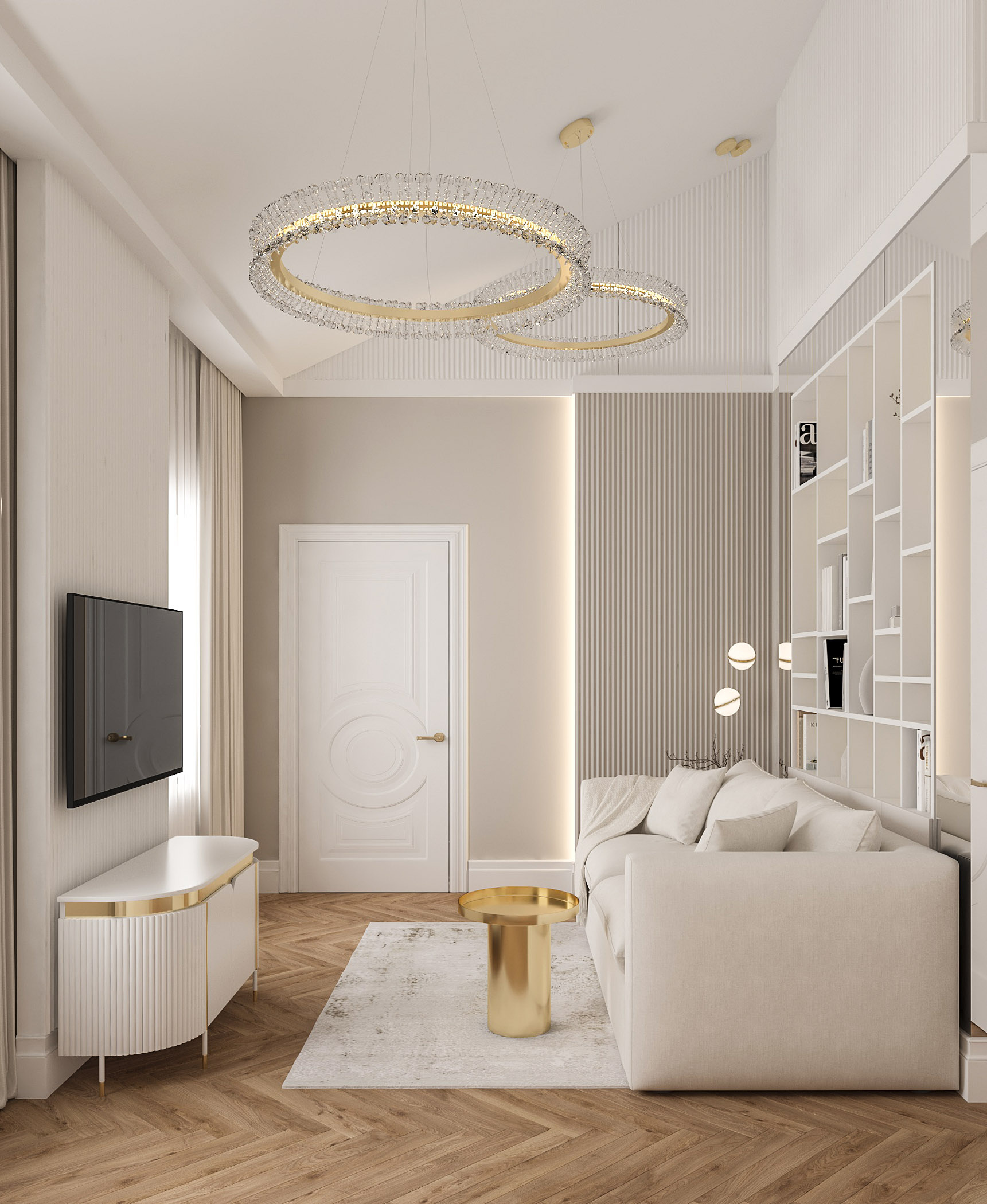 Интерьер гостевой комнаты . 3 этаж. Таунхаус в КП "Образцово"