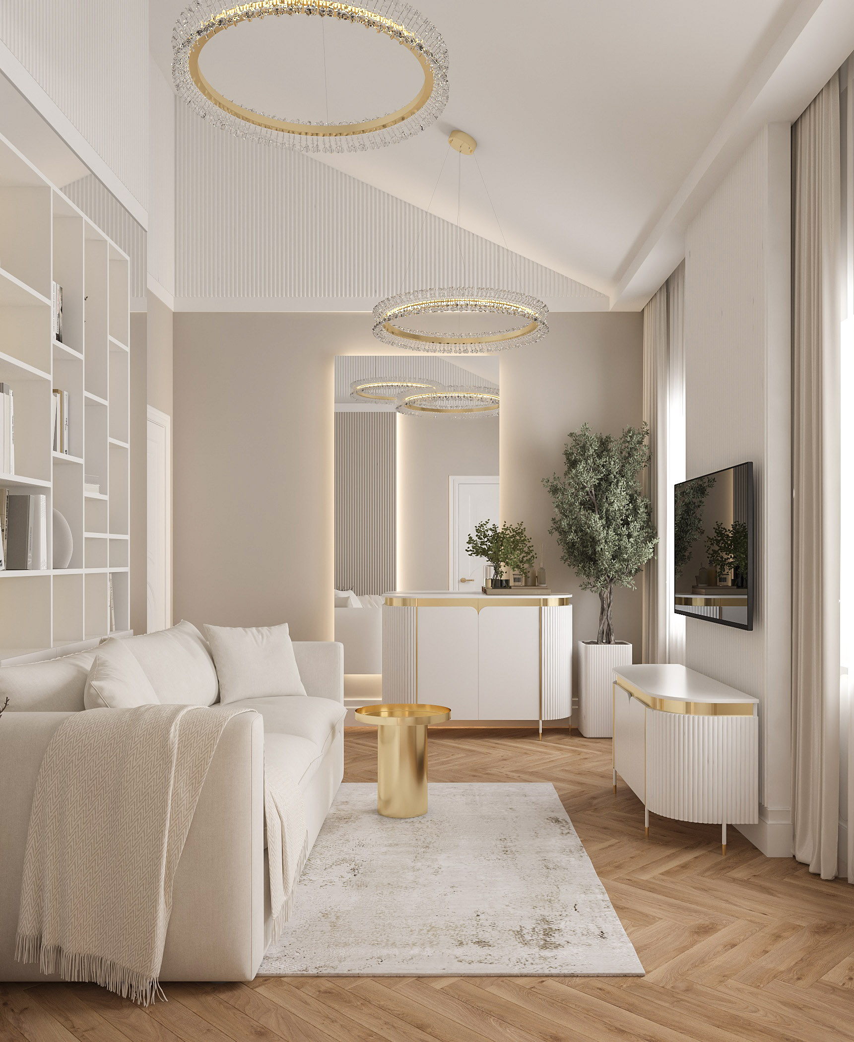 Интерьер гостевой комнаты . 3 этаж. Таунхаус в КП "Образцово"