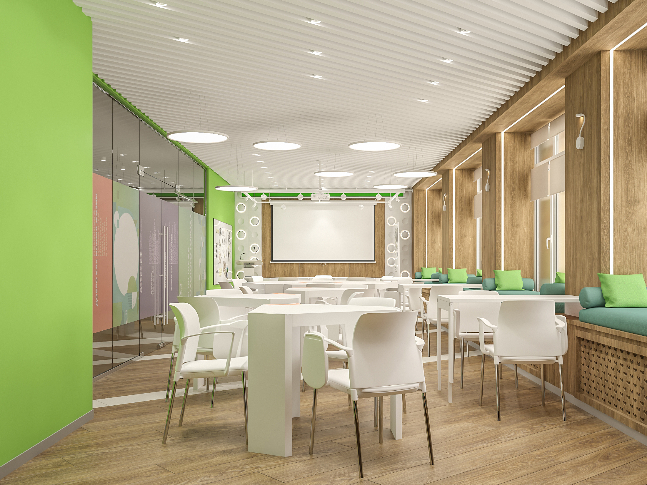 Интерьере  модульного Медиазала для БМАУ Центр по работе с молодежью  "МОЛОДЕЖКА"