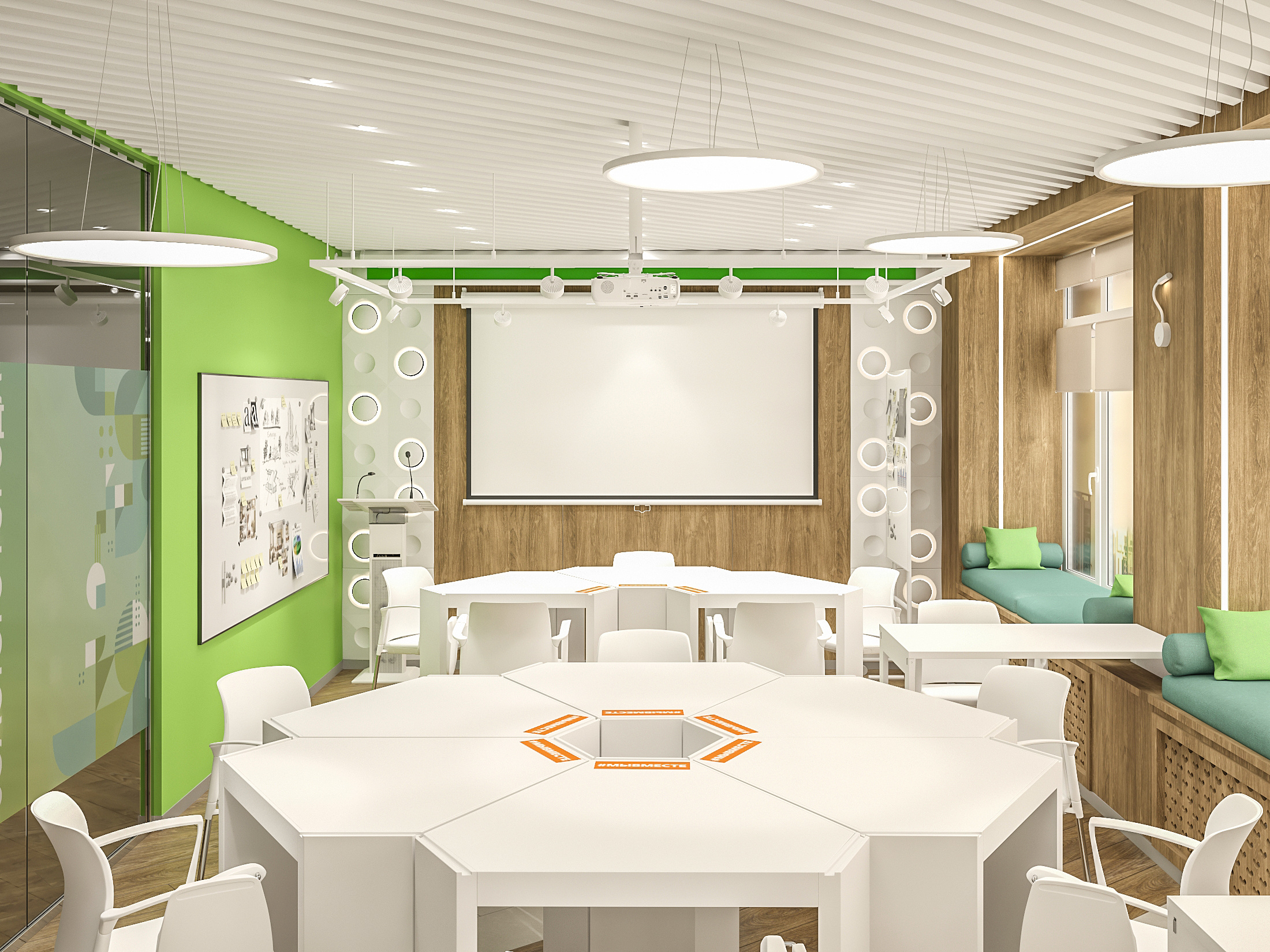 Интерьере  модульного Медиазала для БМАУ Центр по работе с молодежью  "МОЛОДЕЖКА"