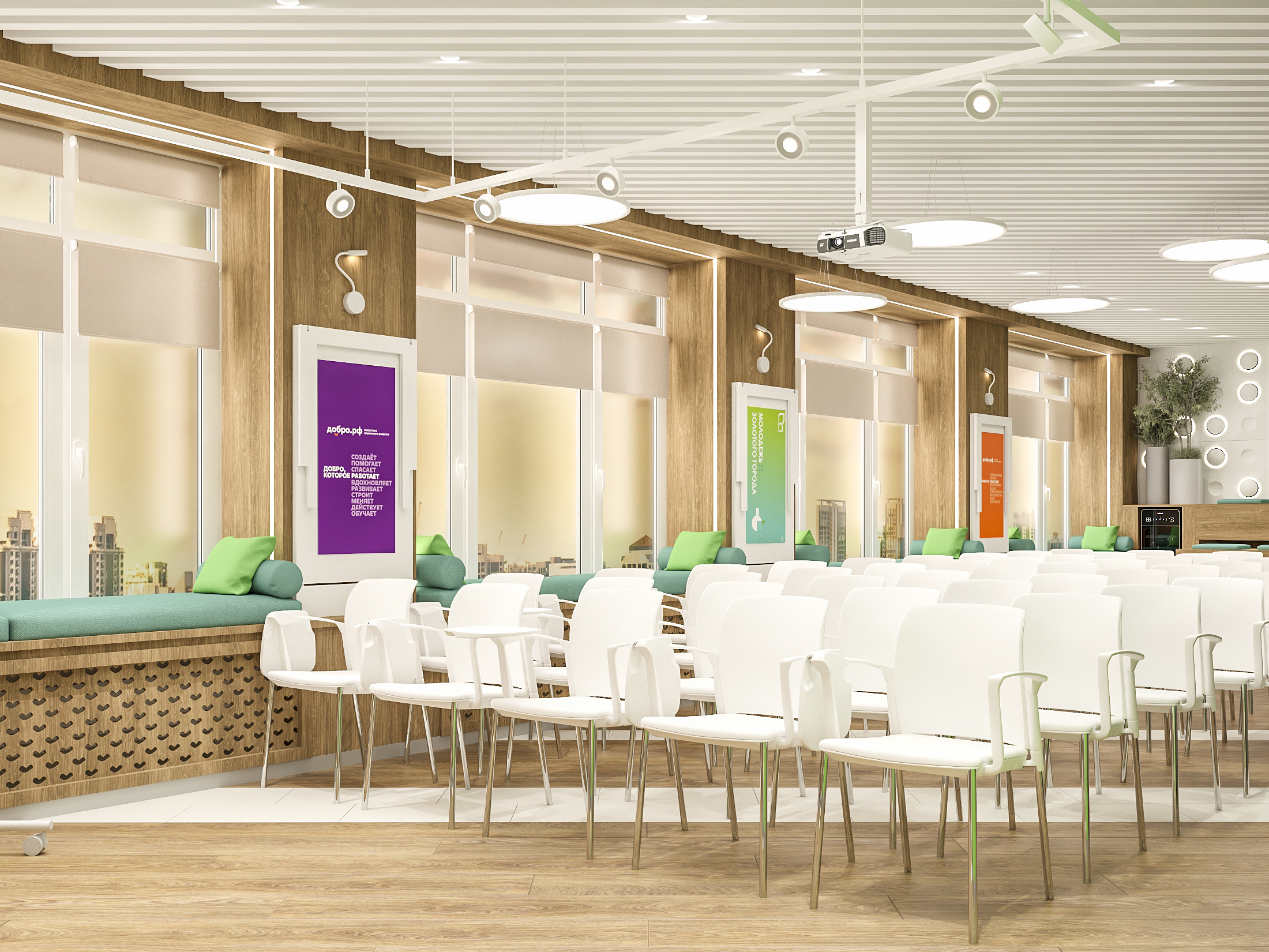 Интерьере  модульного Медиазала для БМАУ Центр по работе с молодежью  "МОЛОДЕЖКА"