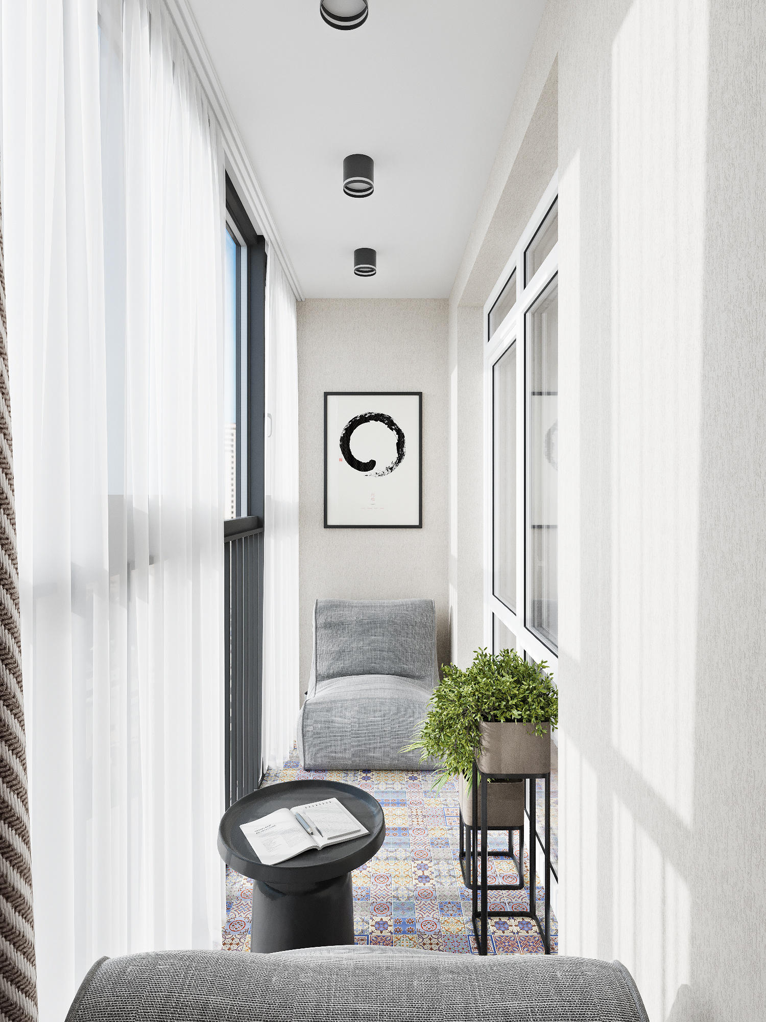 Интерьер спальни и балкона в современном стиле в ЖК "Ботаника Life"