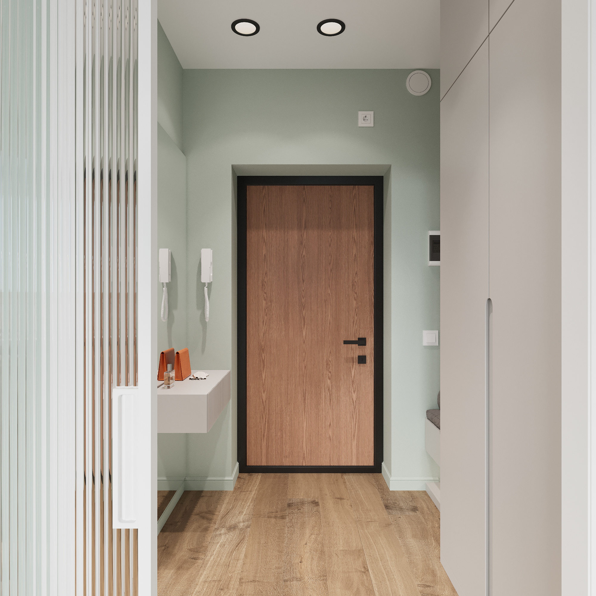 Интерьер кухни - гостиной в современном стиле в ЖК "Ботаника Life"