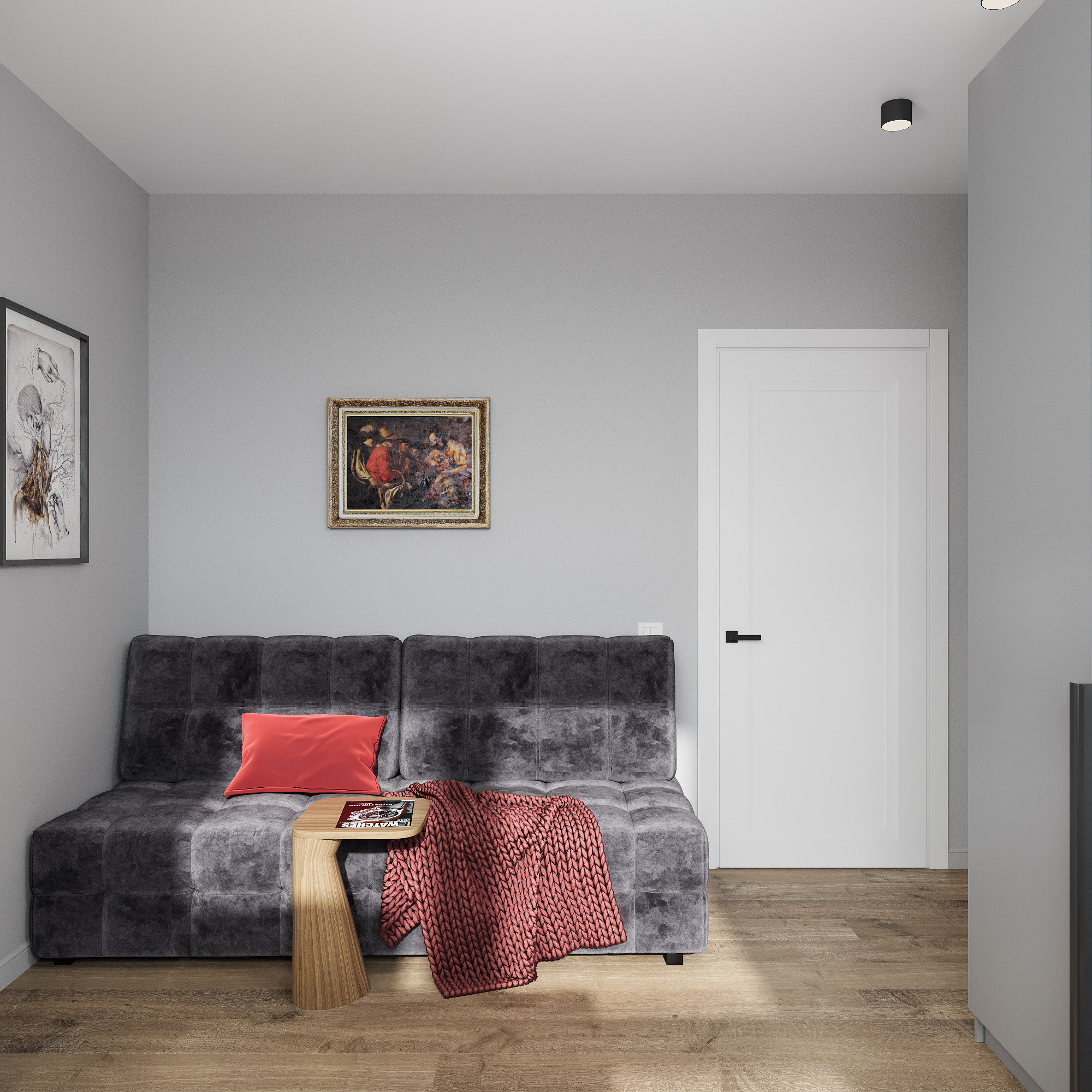 Интерьер кабинета и санузла в современном стиле.  ЖК "Ботаника Life"