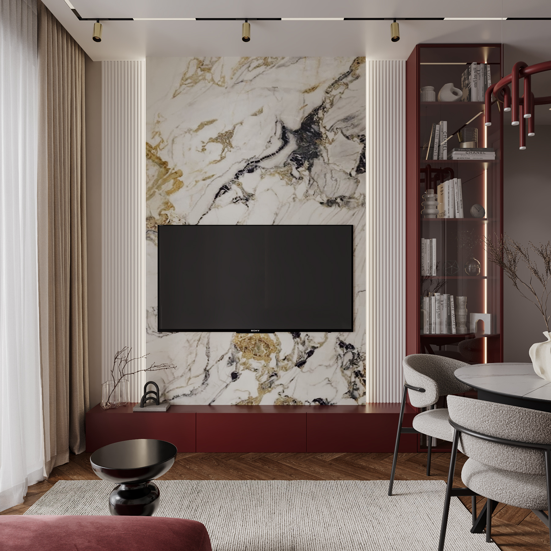 Обложка проекта: Квартира в бордовых оттенках