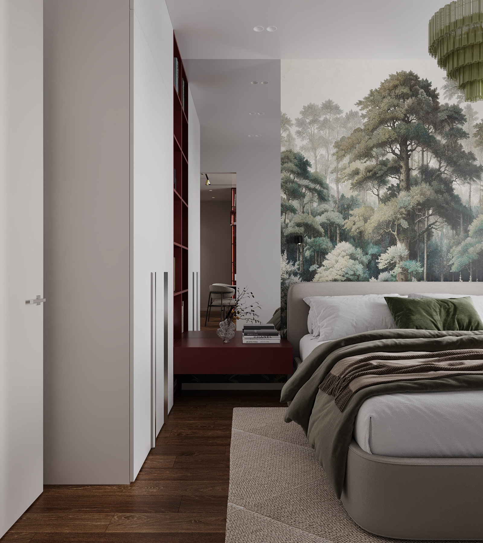 Квартира в бордовых оттенках