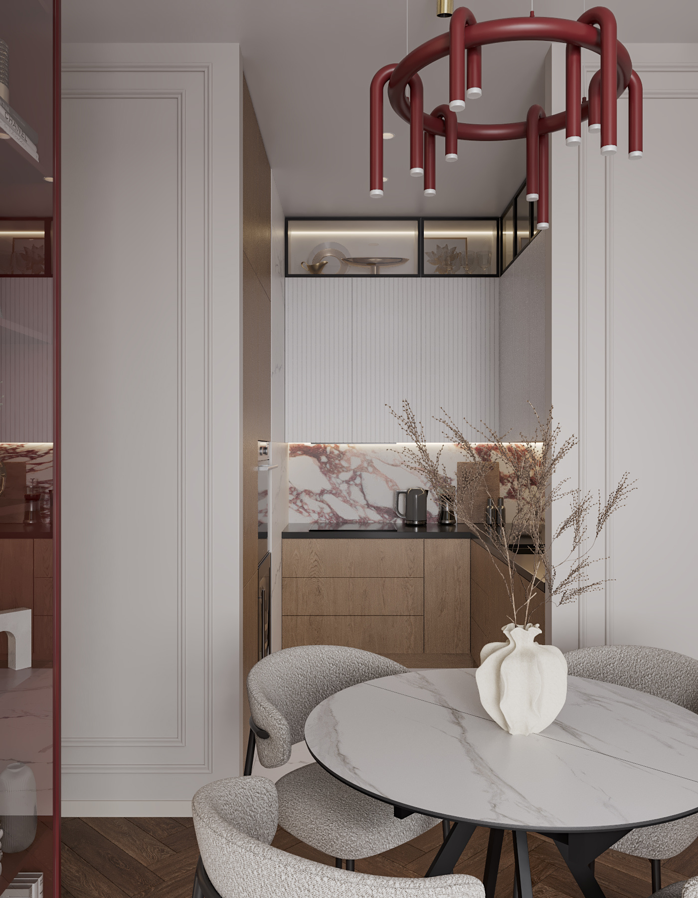 Квартира в бордовых оттенках