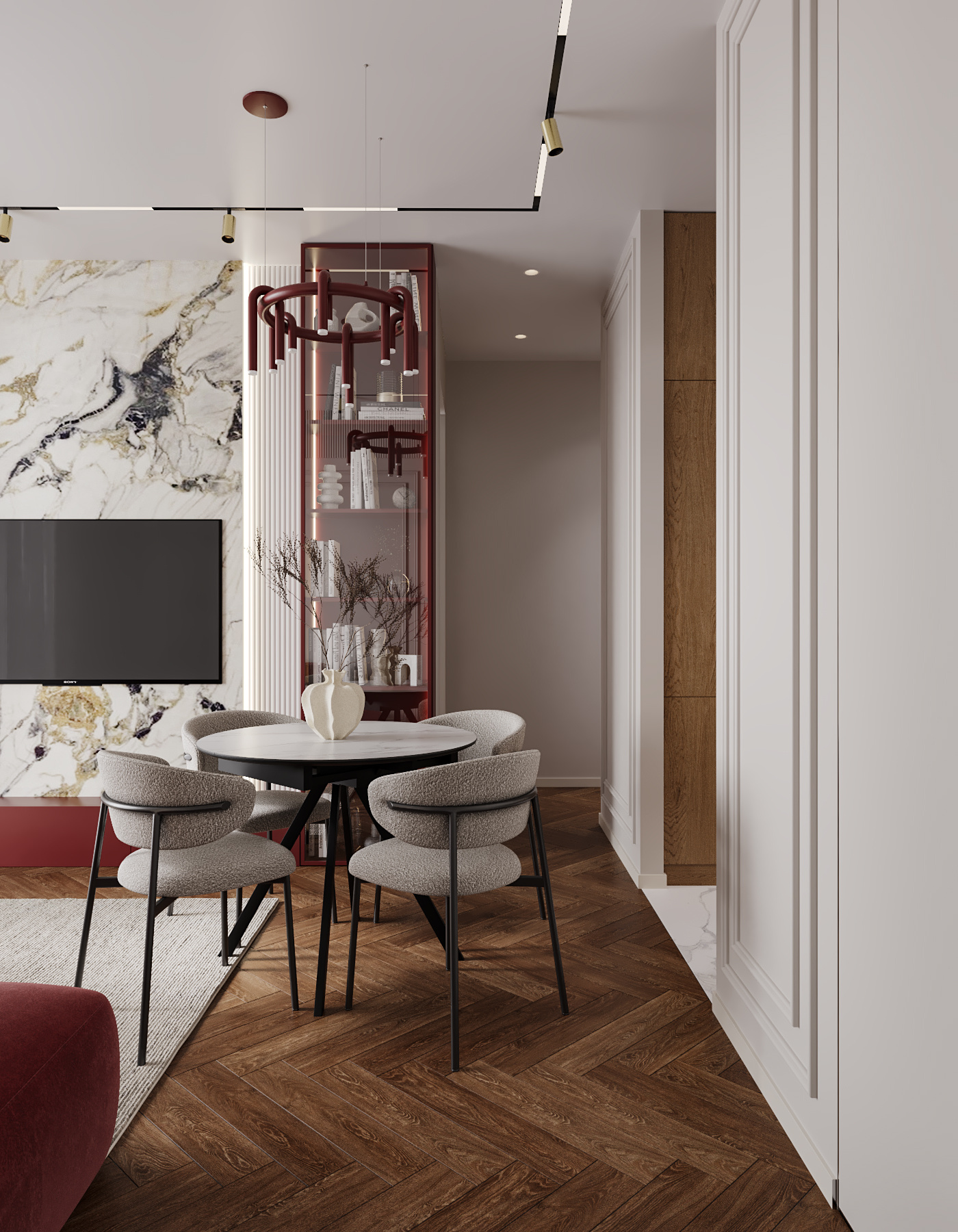 Квартира в бордовых оттенках