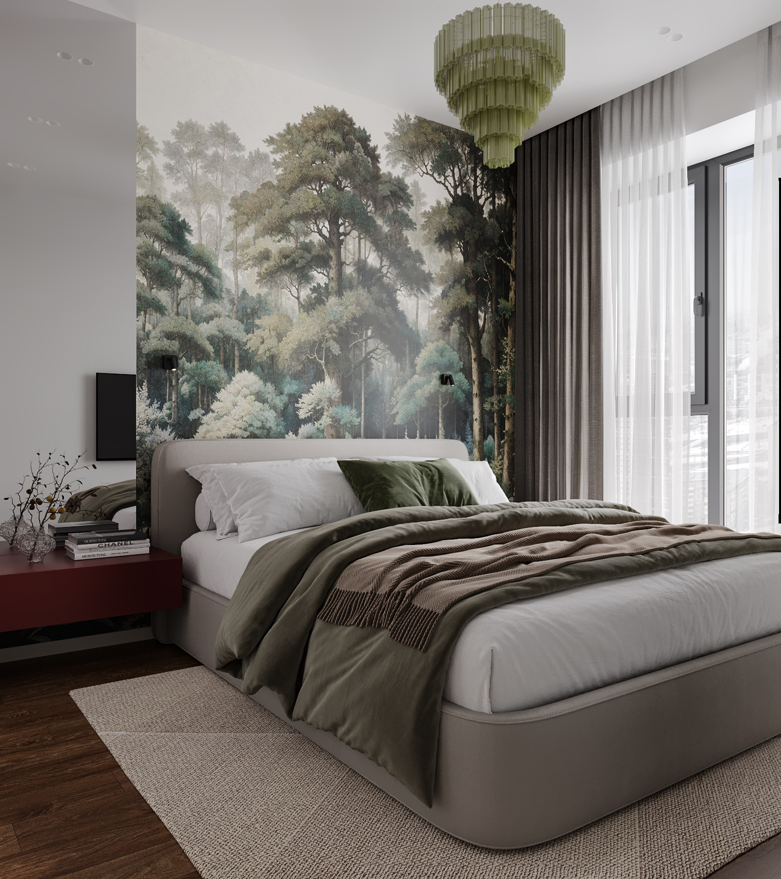 Квартира в бордовых оттенках