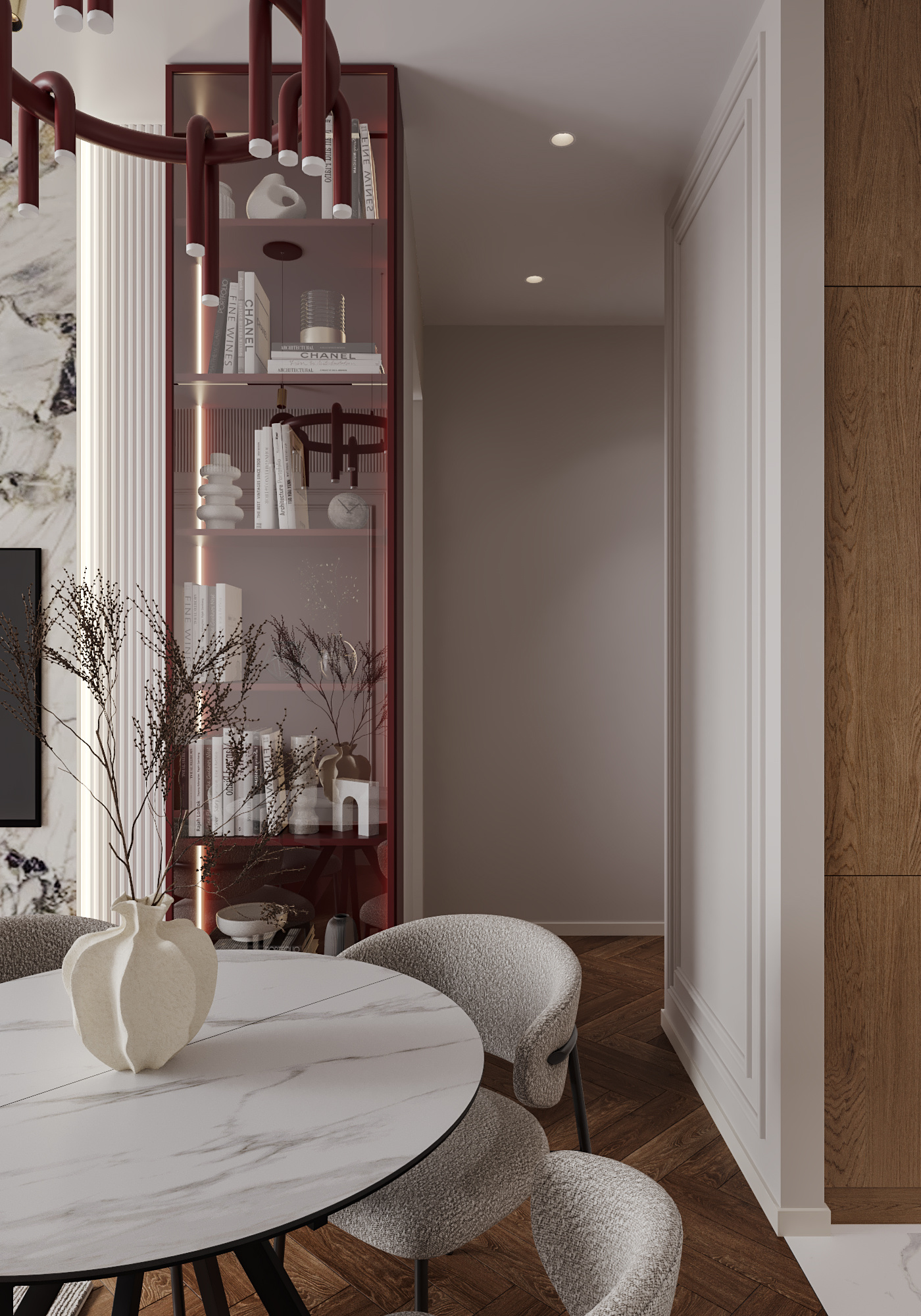 Квартира в бордовых оттенках