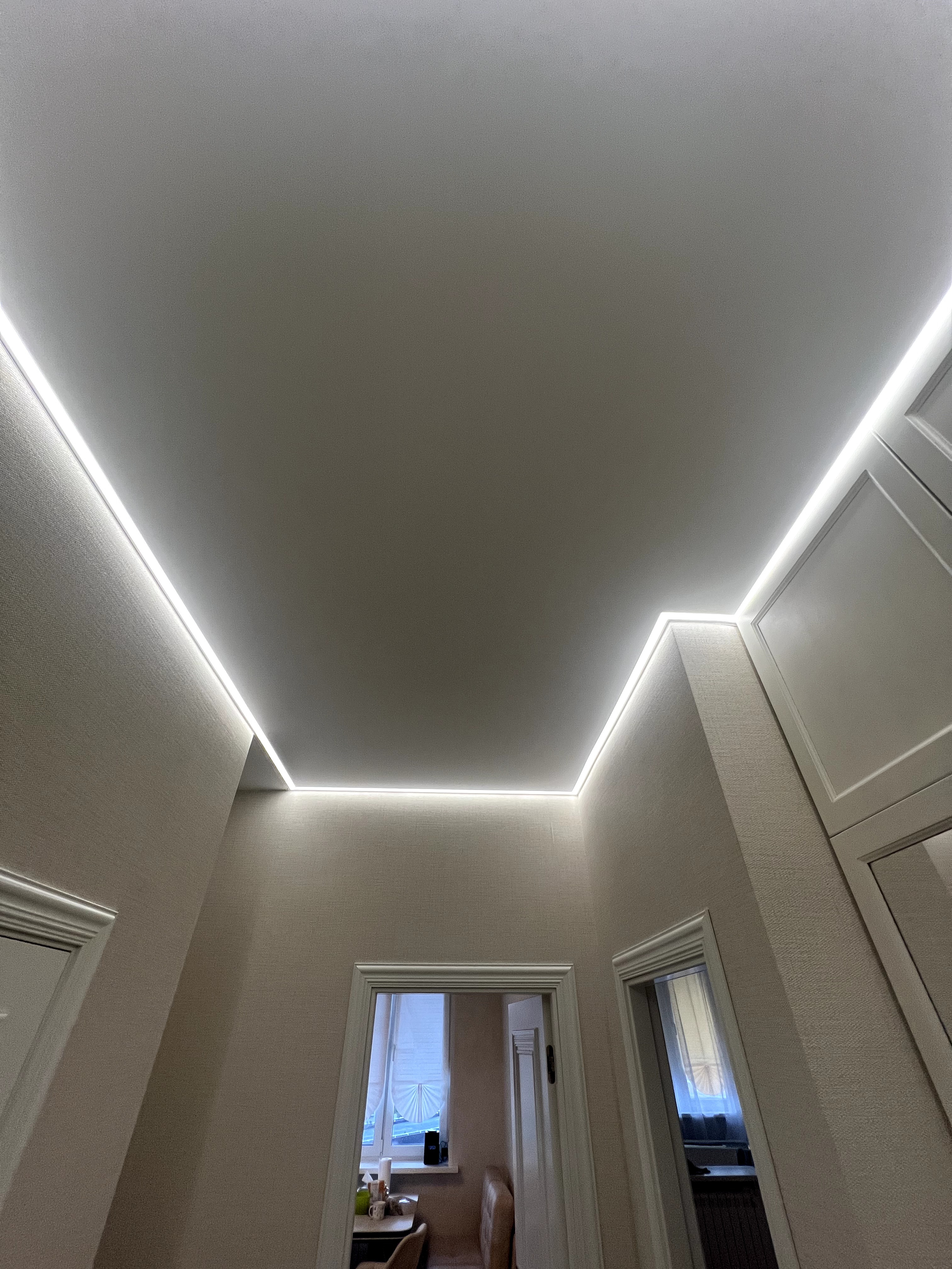 Обложка проекта: Контурные натяжные потолки Как основное освещение в помещении