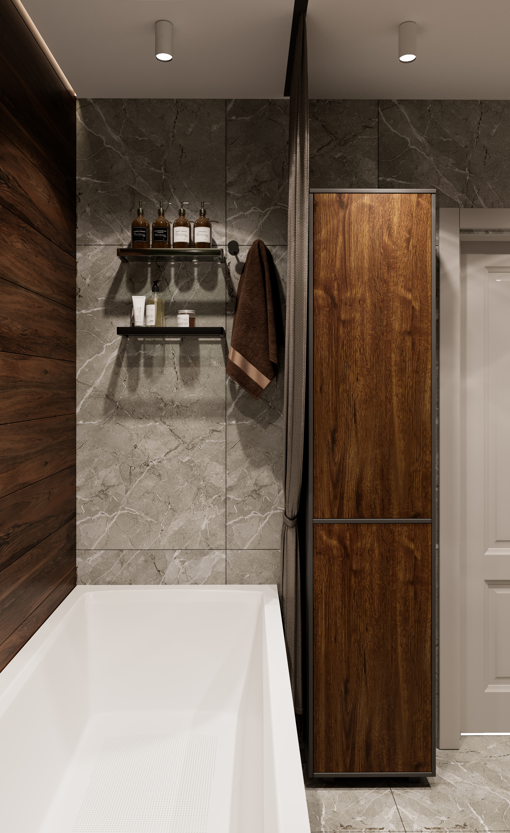 Ванная с роскошной зеленой плиткой. Современный стиль.