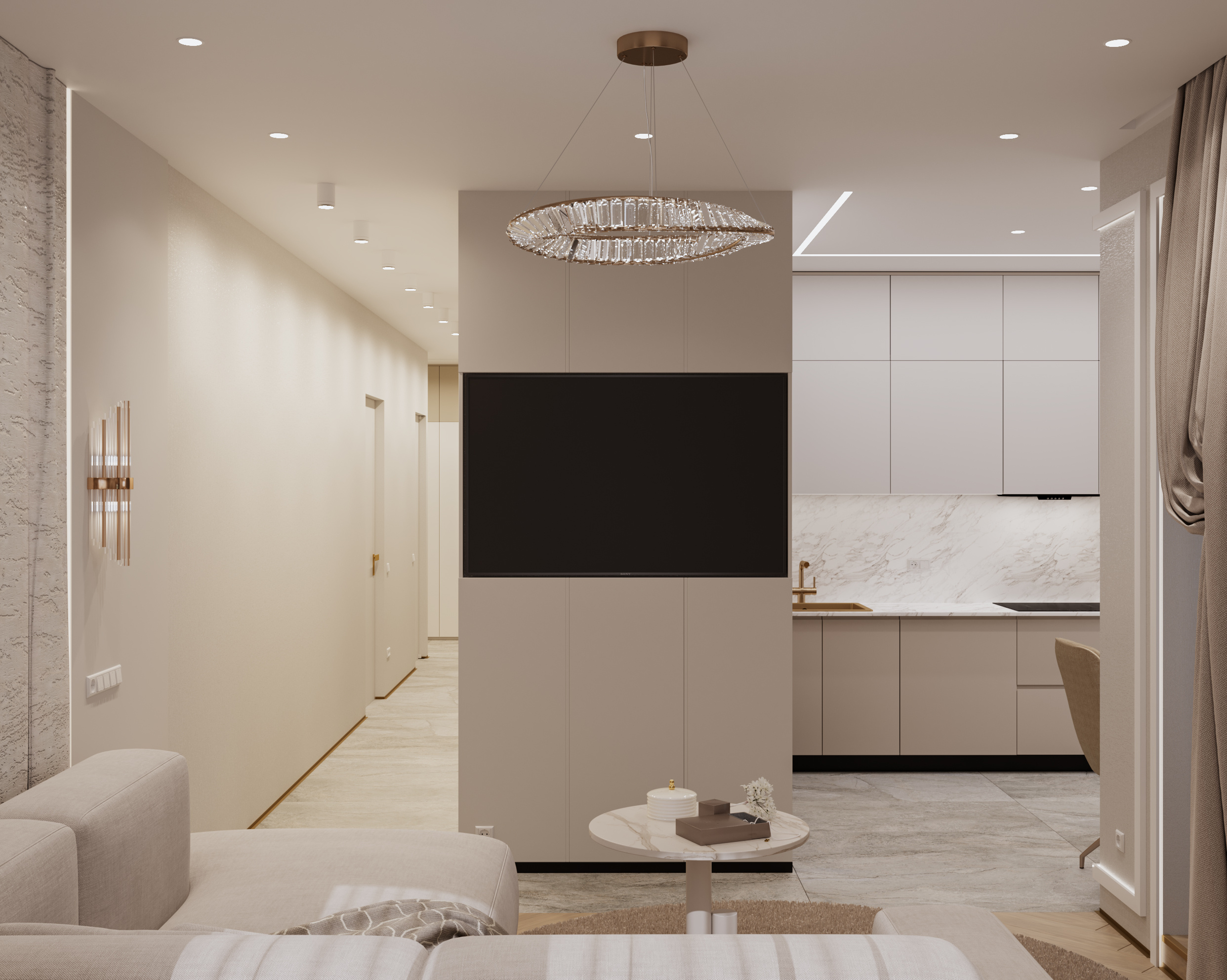 Кухня-гостиная и лоджия. Современный стиль