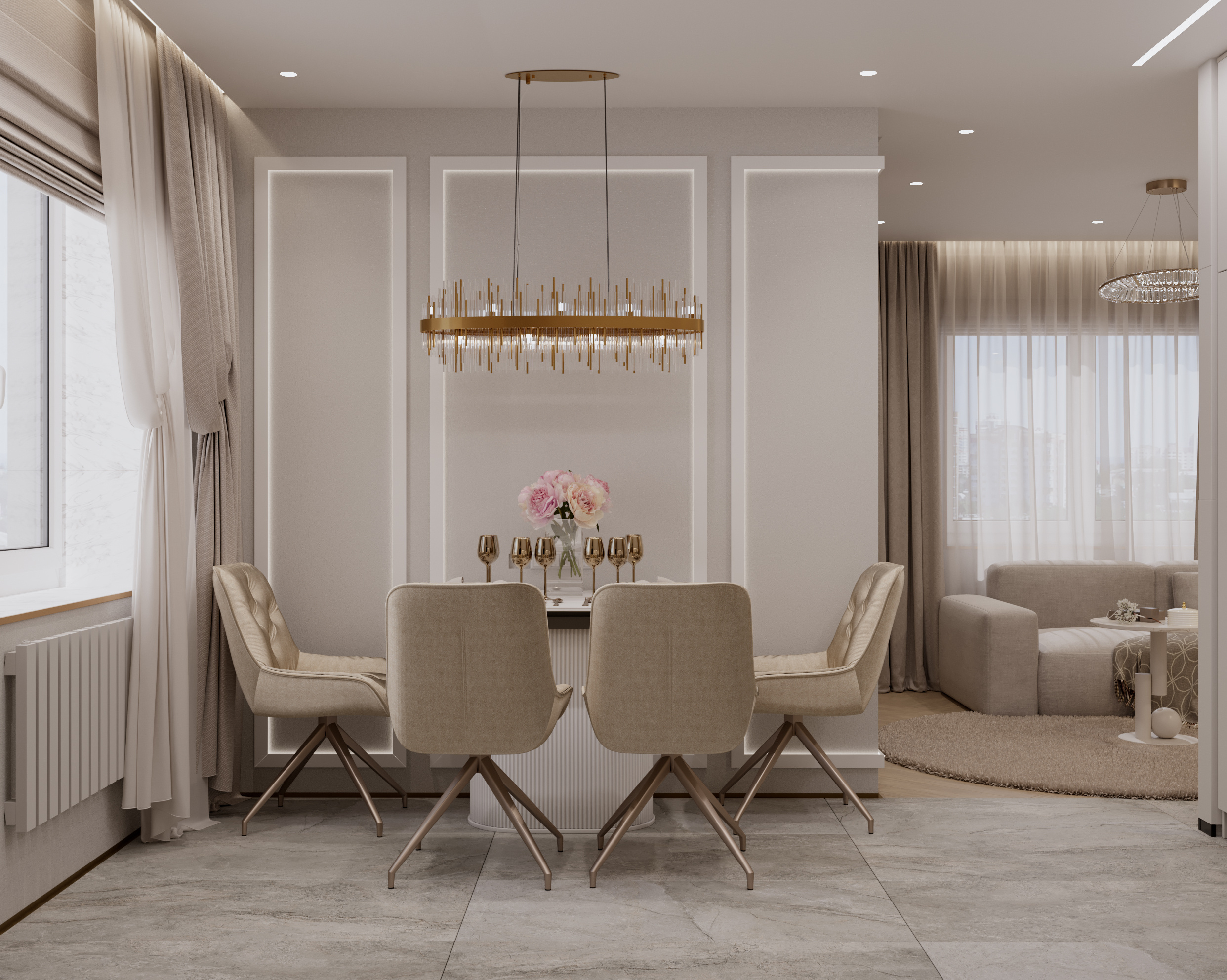 Кухня-гостиная и лоджия. Современный стиль