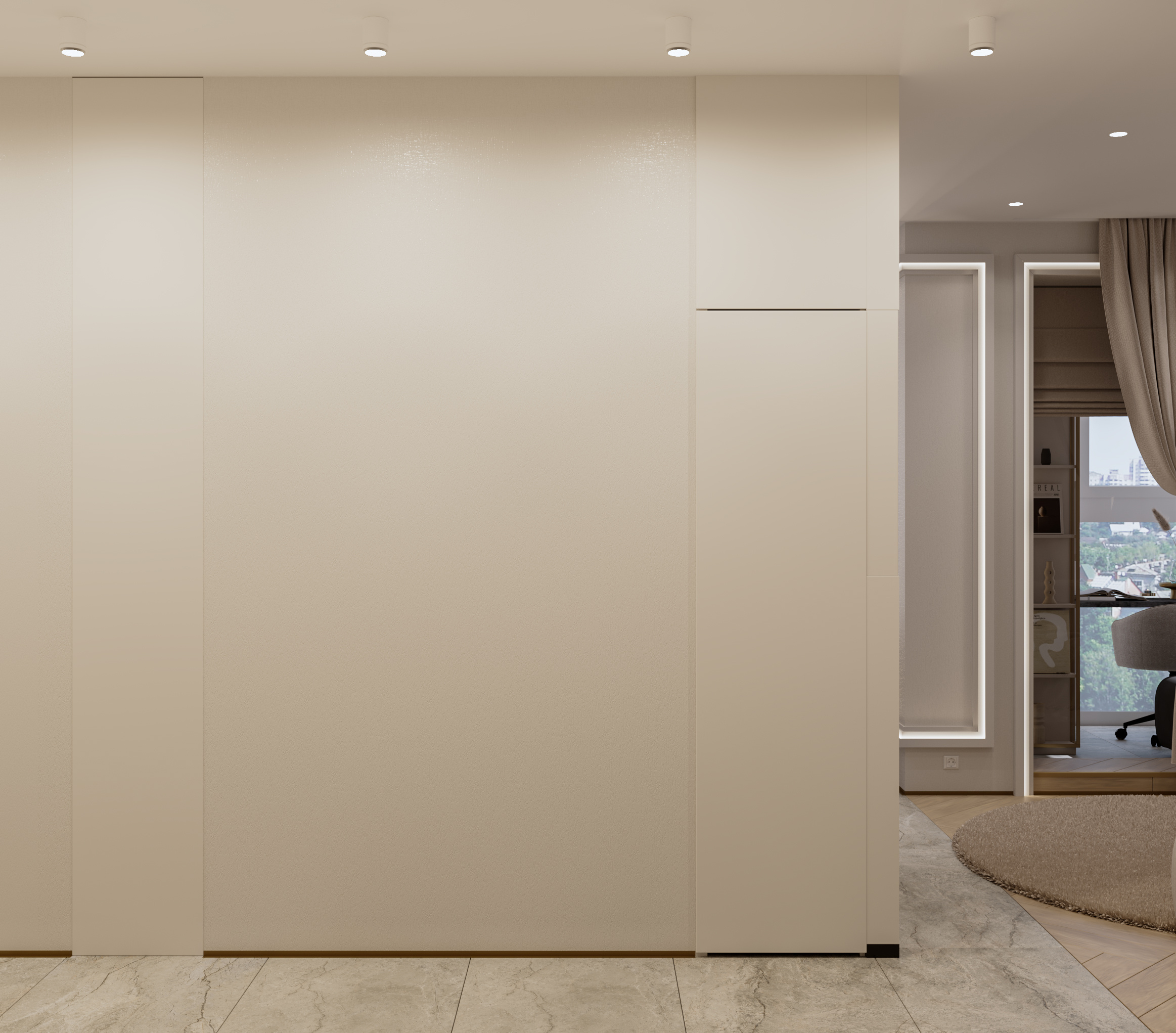 Кухня-гостиная и лоджия. Современный стиль