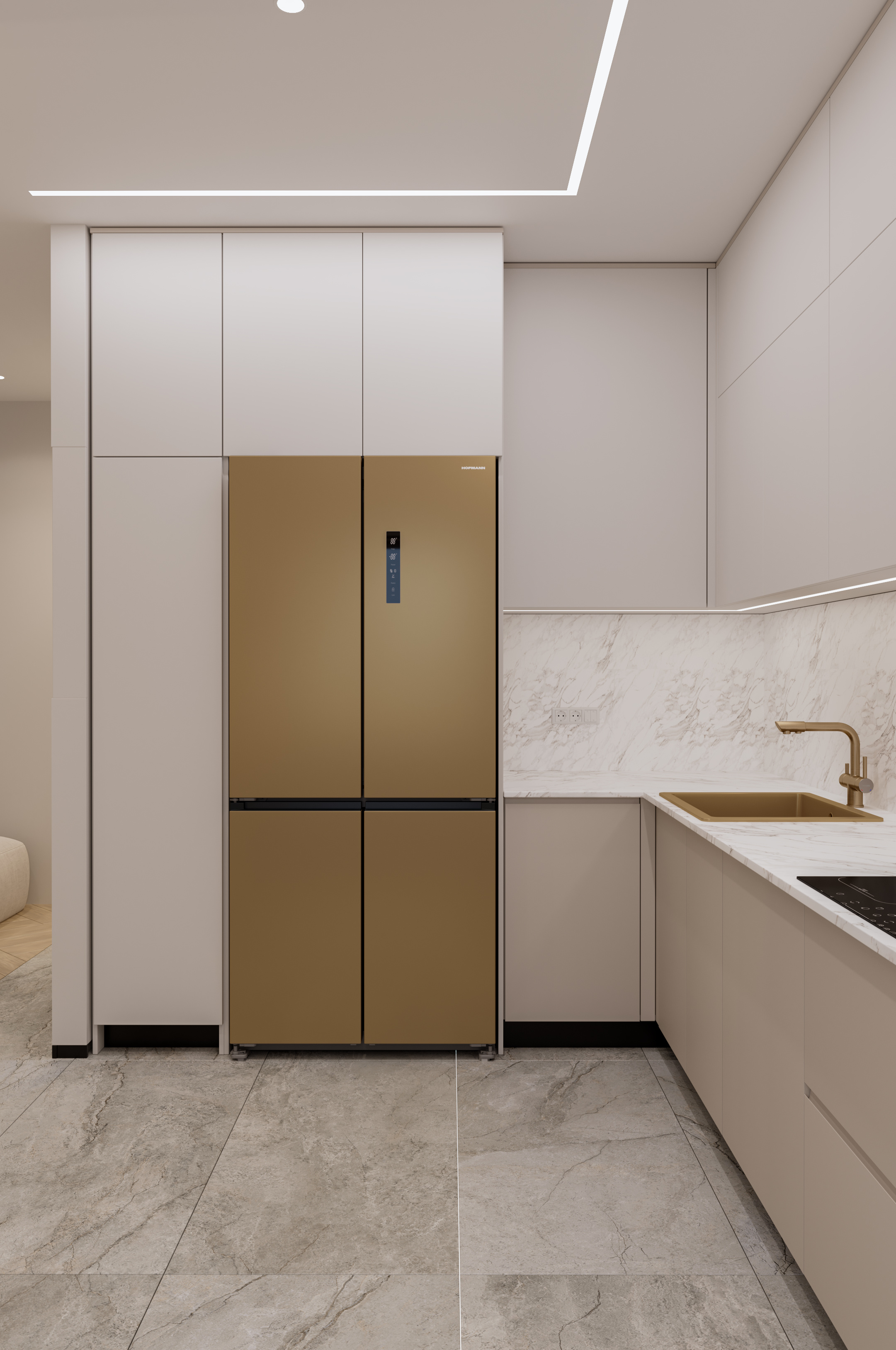 Кухня-гостиная и лоджия. Современный стиль