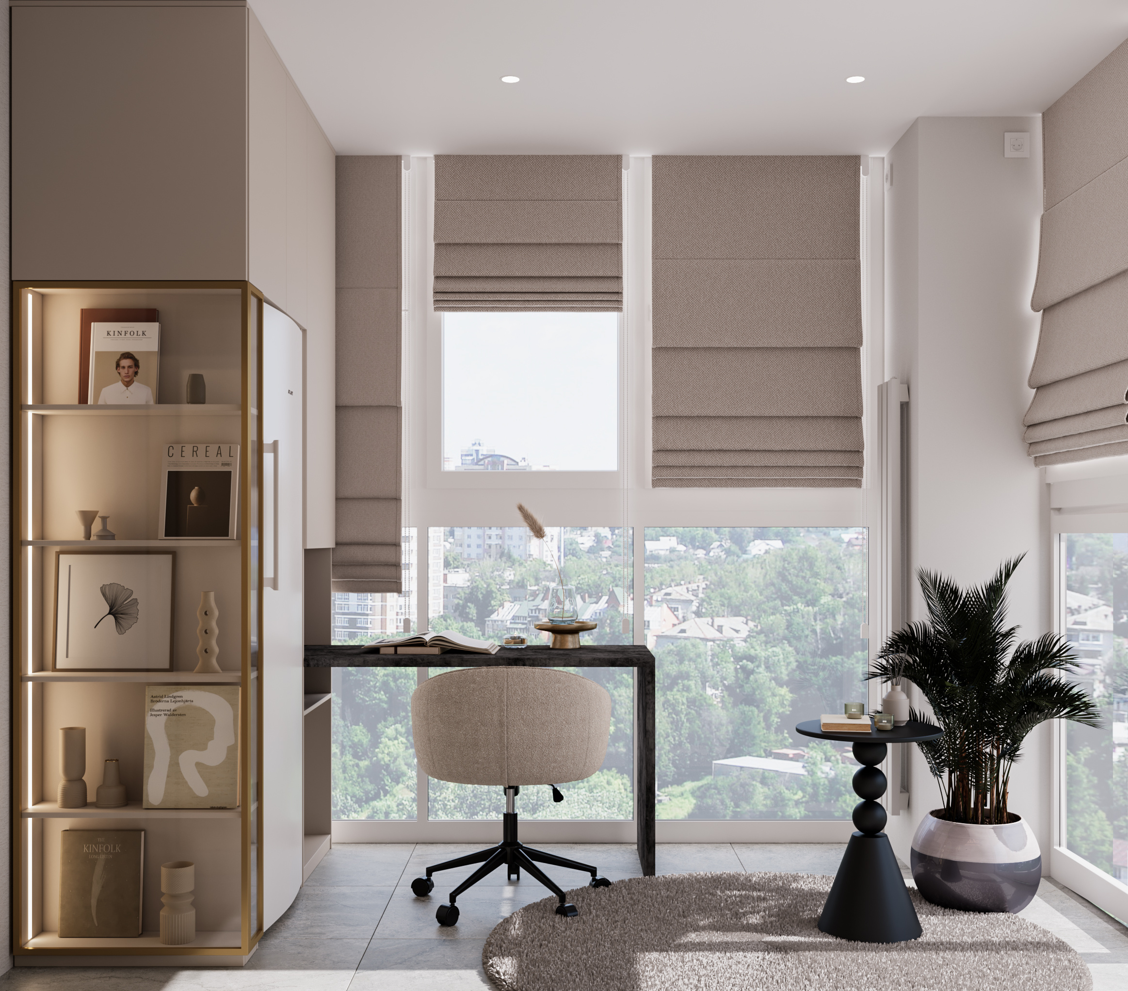 Кухня-гостиная и лоджия. Современный стиль