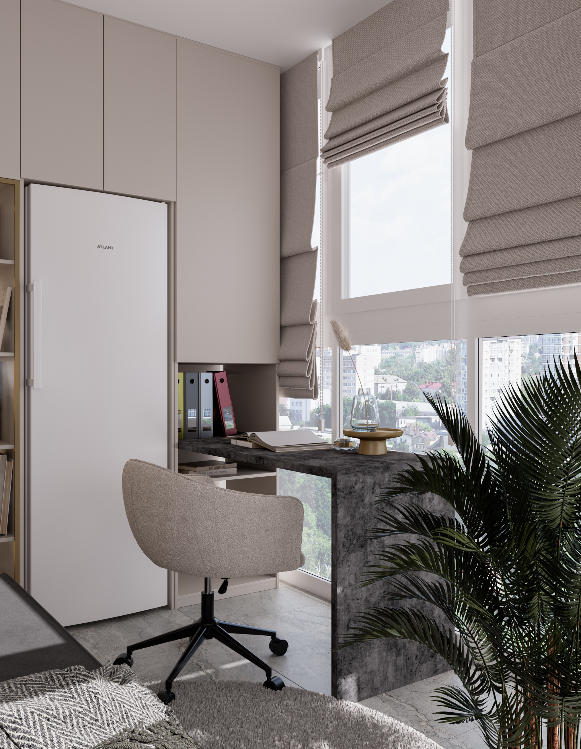 Кухня-гостиная и лоджия. Современный стиль