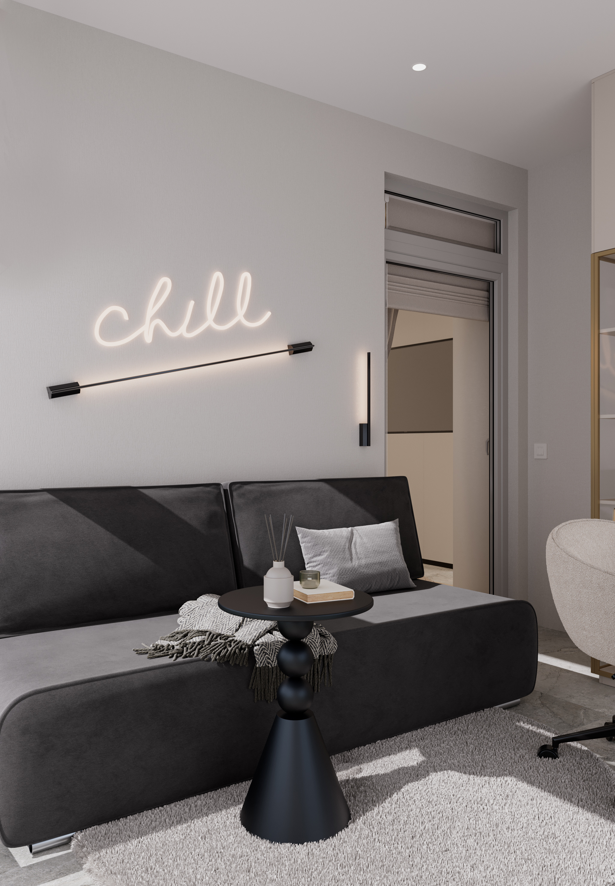 Кухня-гостиная и лоджия. Современный стиль