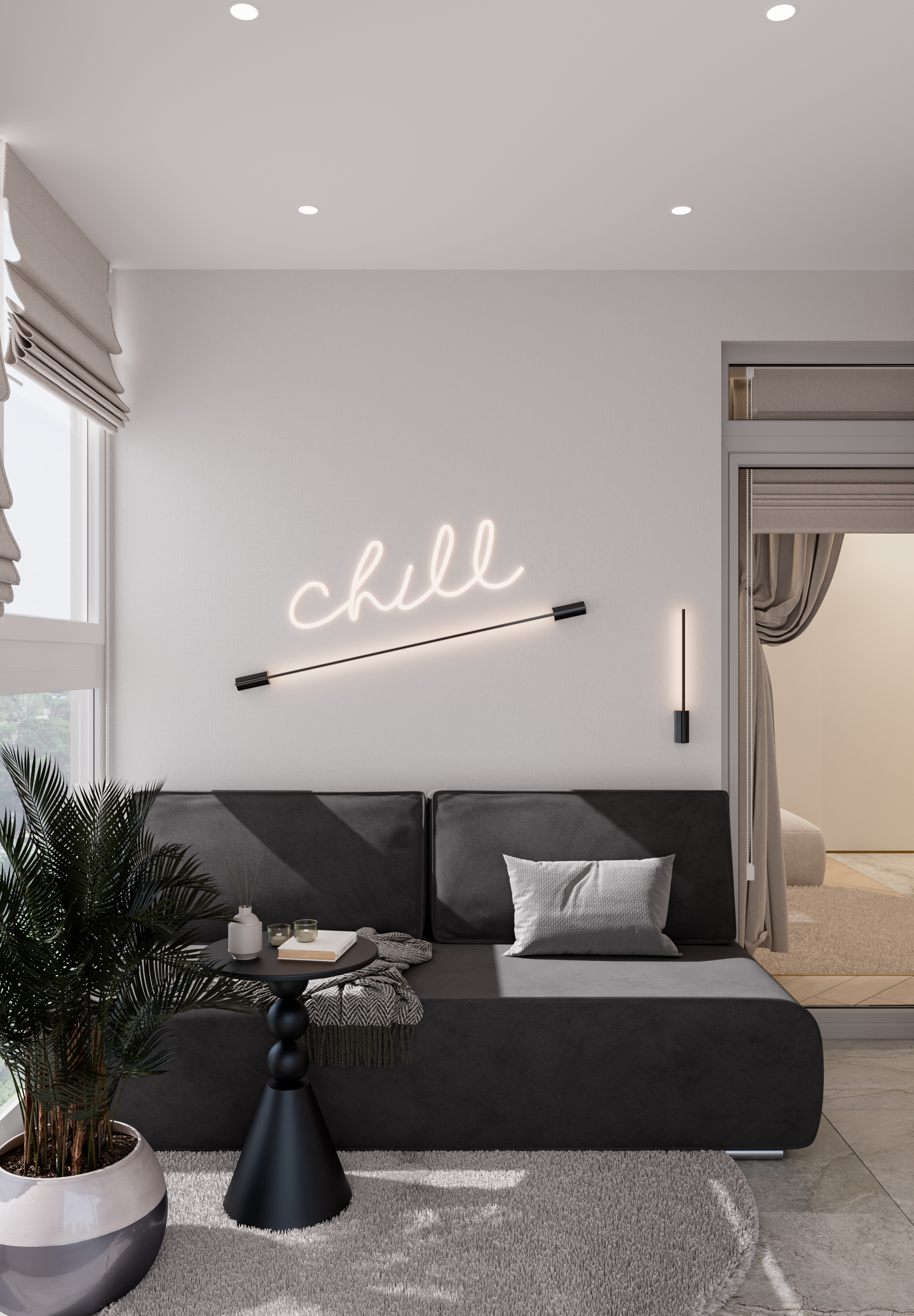 Кухня-гостиная и лоджия. Современный стиль