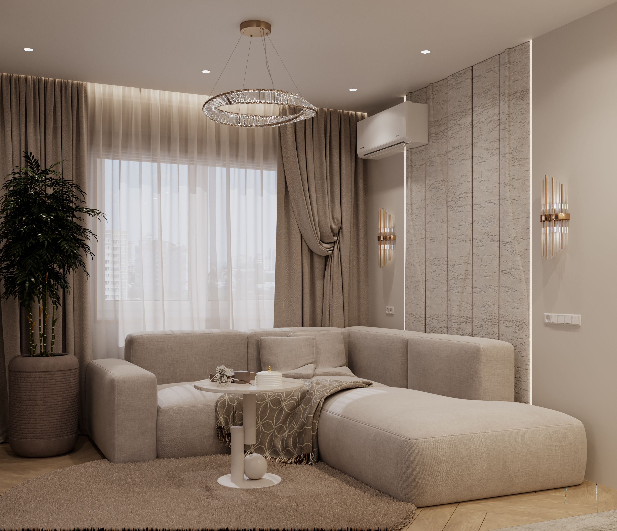 Кухня-гостиная и лоджия. Современный стиль