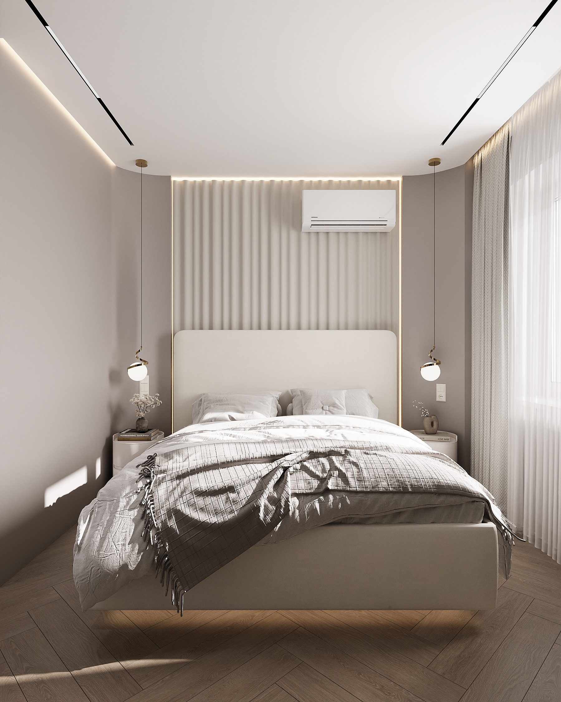 Обложка проекта: Спальня с радиусным изголовьем. Современный стиль