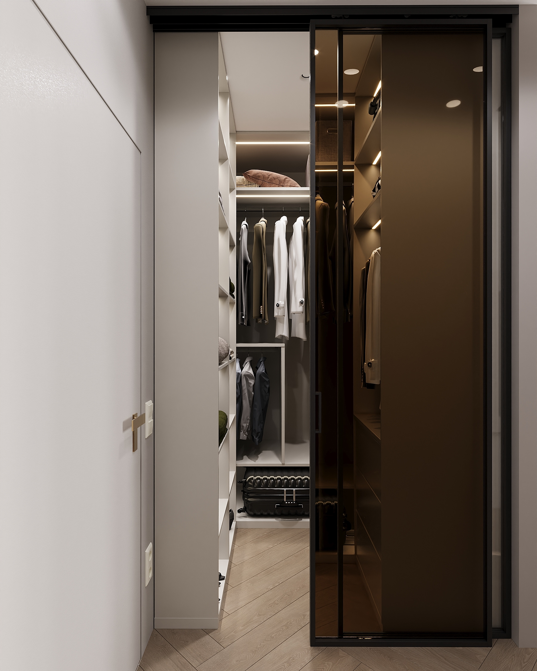 Спальня с радиусным изголовьем. Современный стиль