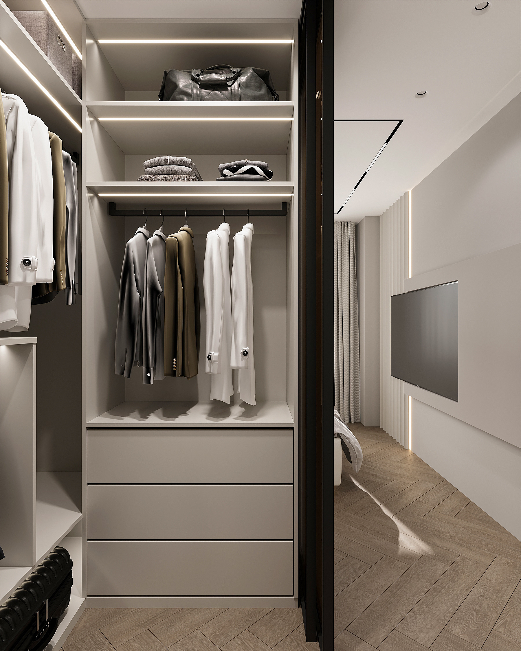 Спальня с радиусным изголовьем. Современный стиль