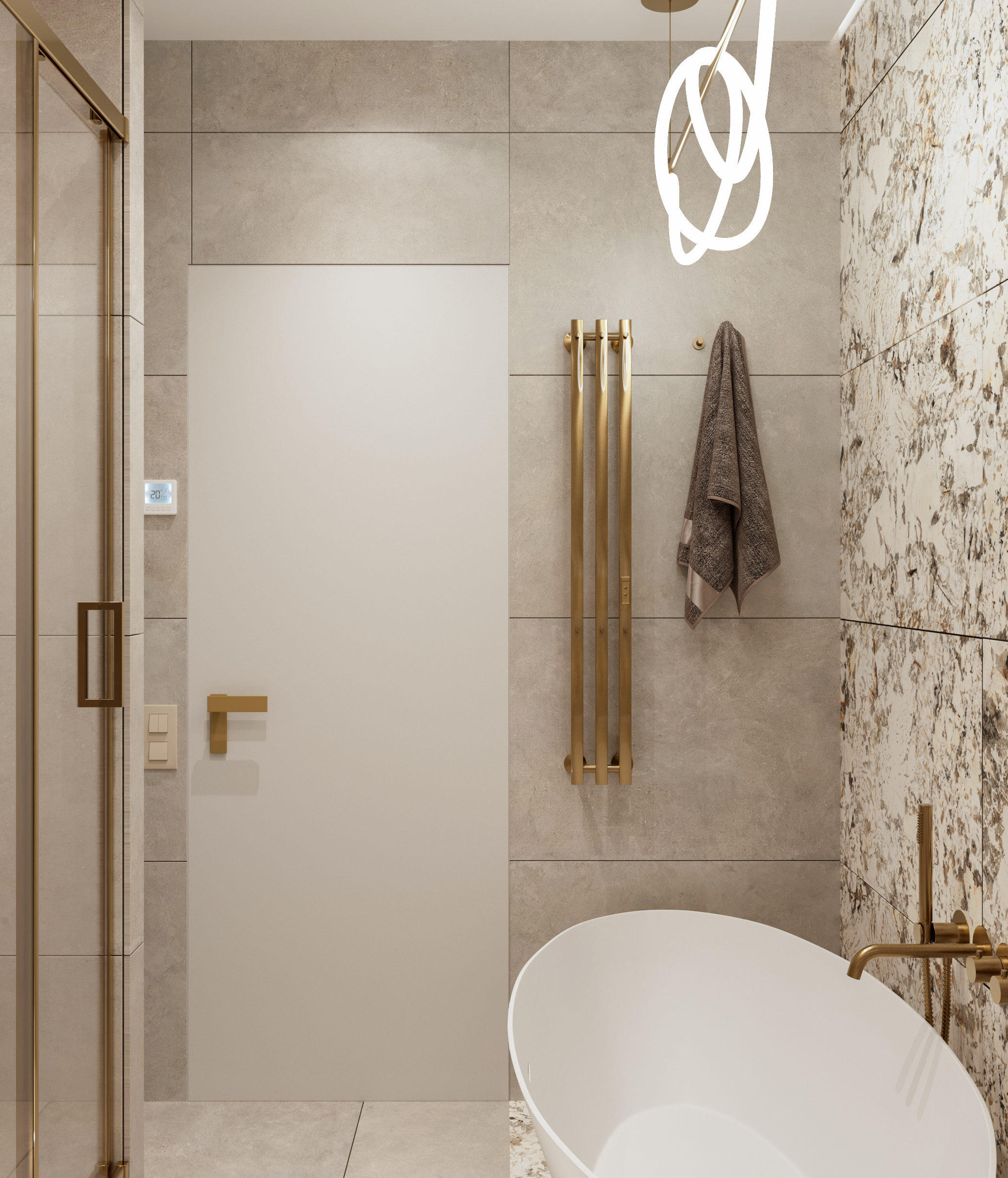 Обложка проекта: Ванная с отдельно стоящей ванной. Современный стиль