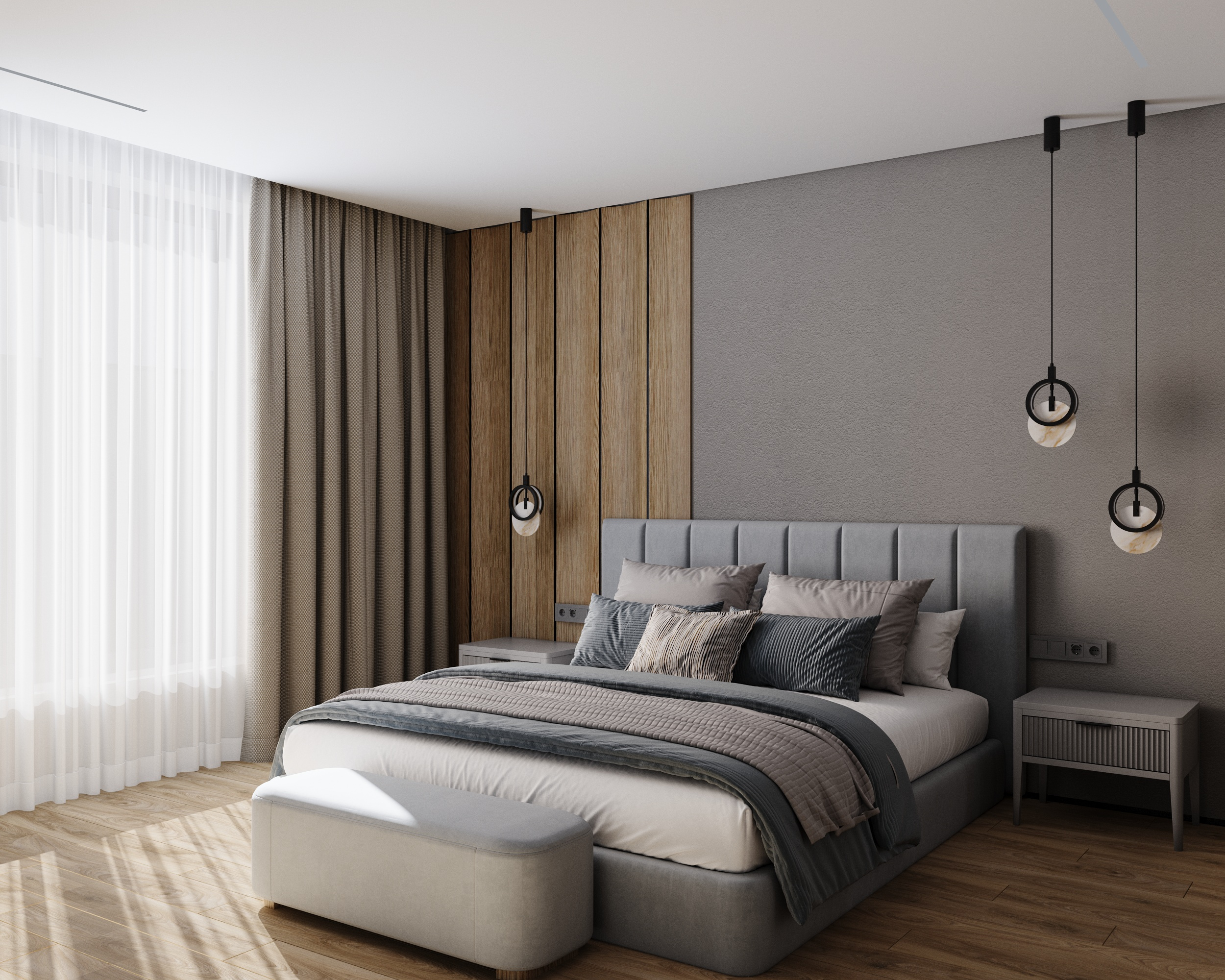 3д-визуализация дизайн-проекта мастер-спальни и мастер-с/у