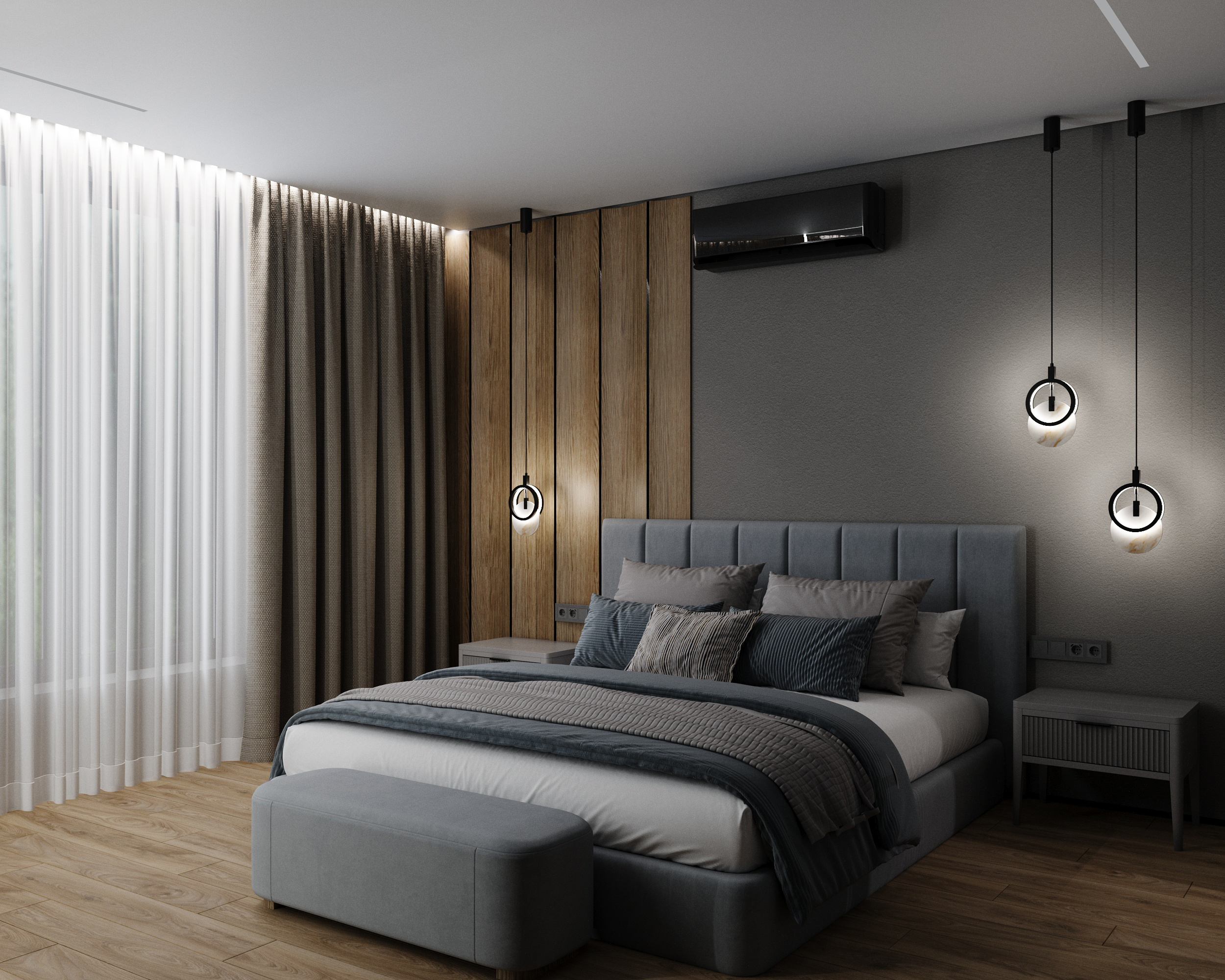 Обложка проекта: 3д-визуализация дизайн-проекта мастер-спальни и мастер-с/у