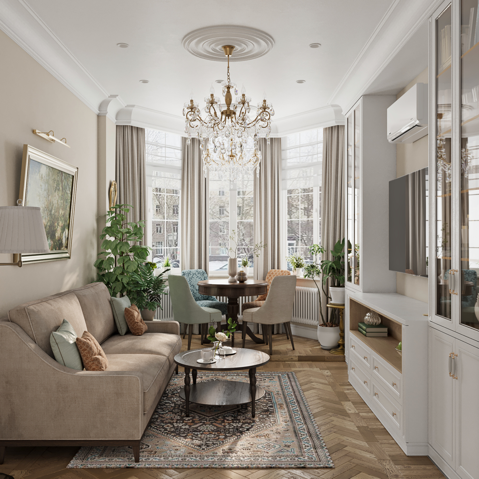 Дизайн-проект квартиры с классическом стиле.