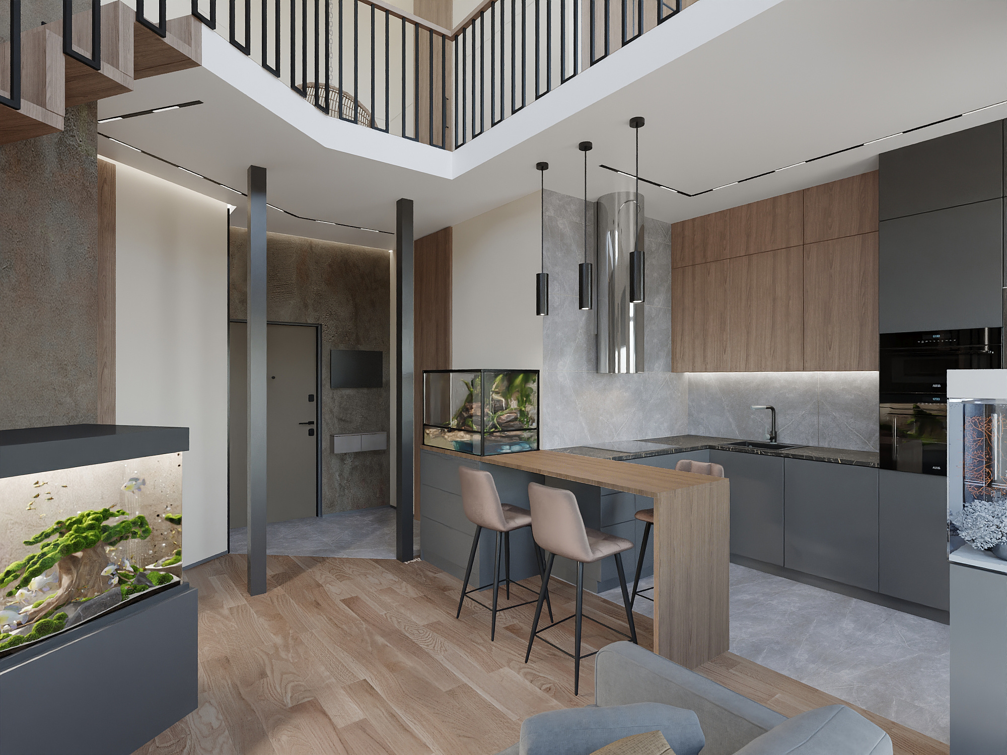 Обложка проекта: Дизайн-проект двух-уровневой квартиры