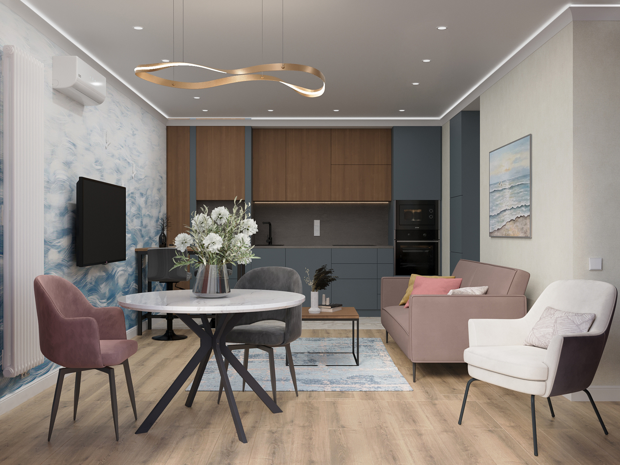 Обложка проекта: Дизайн-проект двухкомнатной квартиры для сдачи в аренду