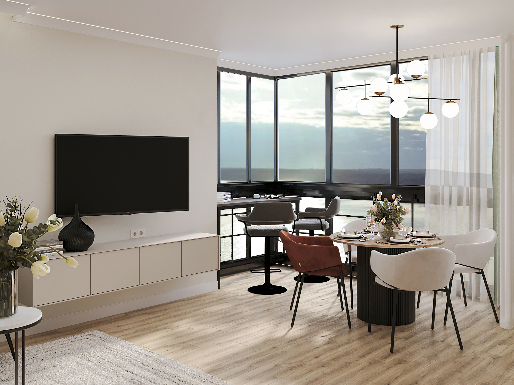 Обложка проекта: Дизайн-проект трехкомнатной квартиры для сдачи в аренду