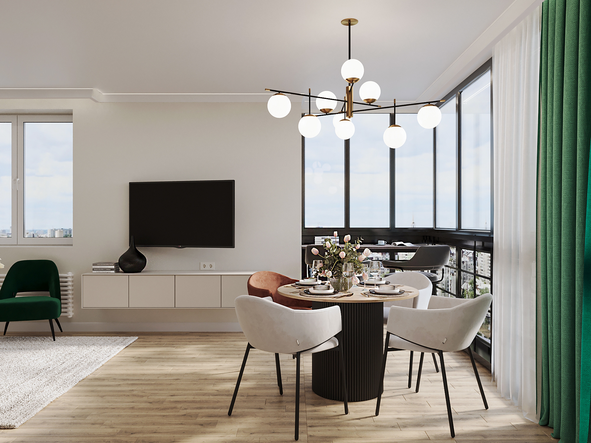 Дизайн-проект трехкомнатной квартиры для сдачи в аренду