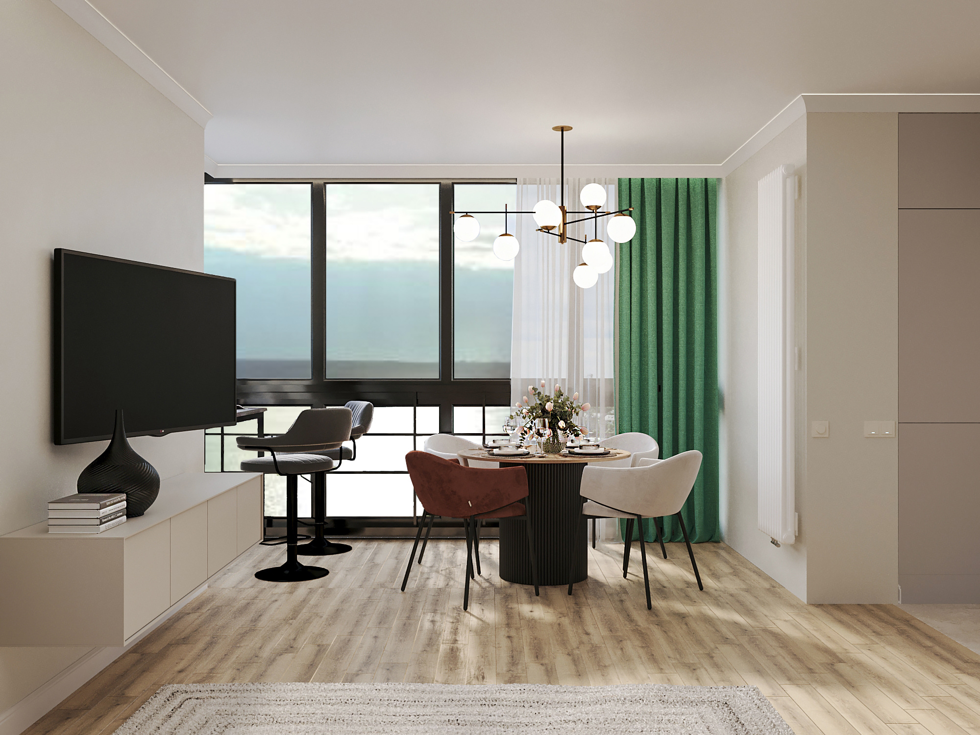 Дизайн-проект трехкомнатной квартиры для сдачи в аренду