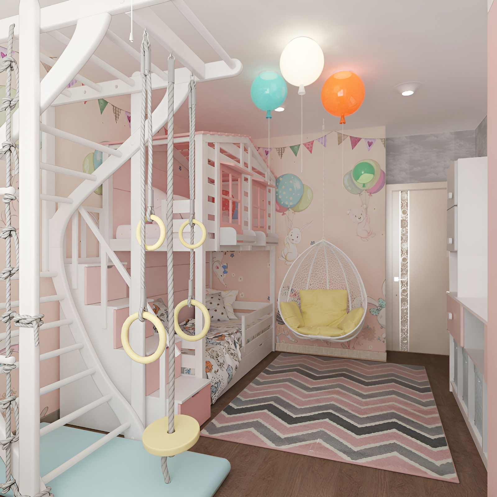 Квартира для молодой семьи с двумя дочками.